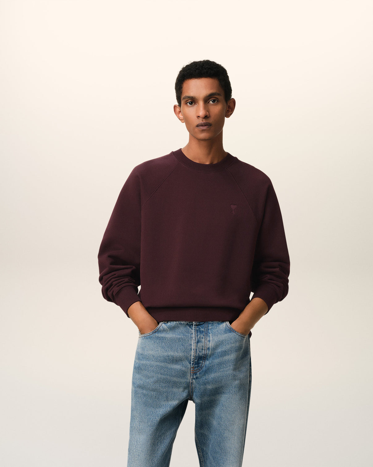 Burgundy Cotton Tonal Sweatshirt