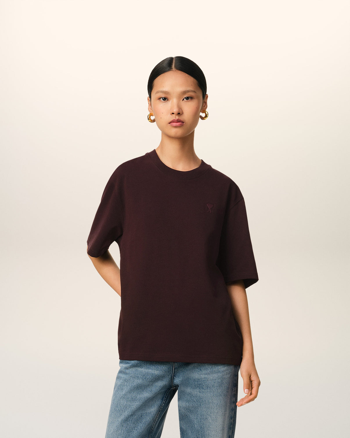 Burgundy Cotton Tonal T-Shirt