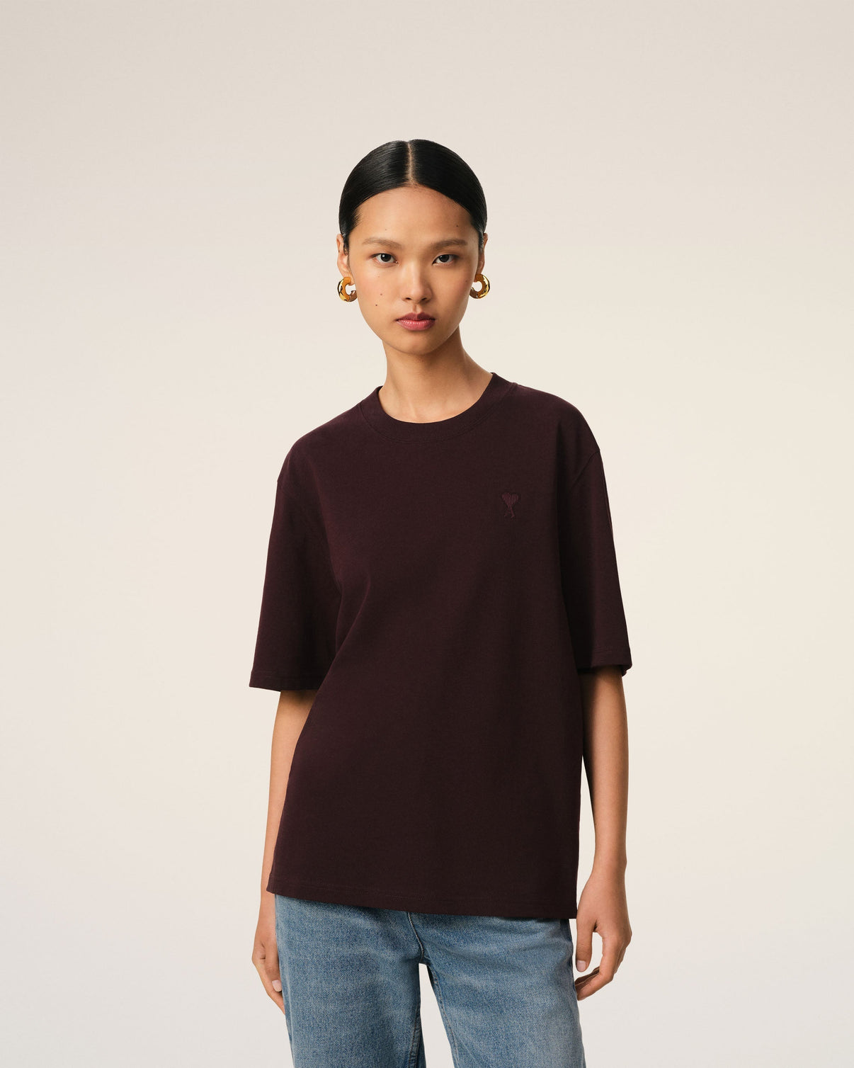 Burgundy Cotton Tonal T-Shirt