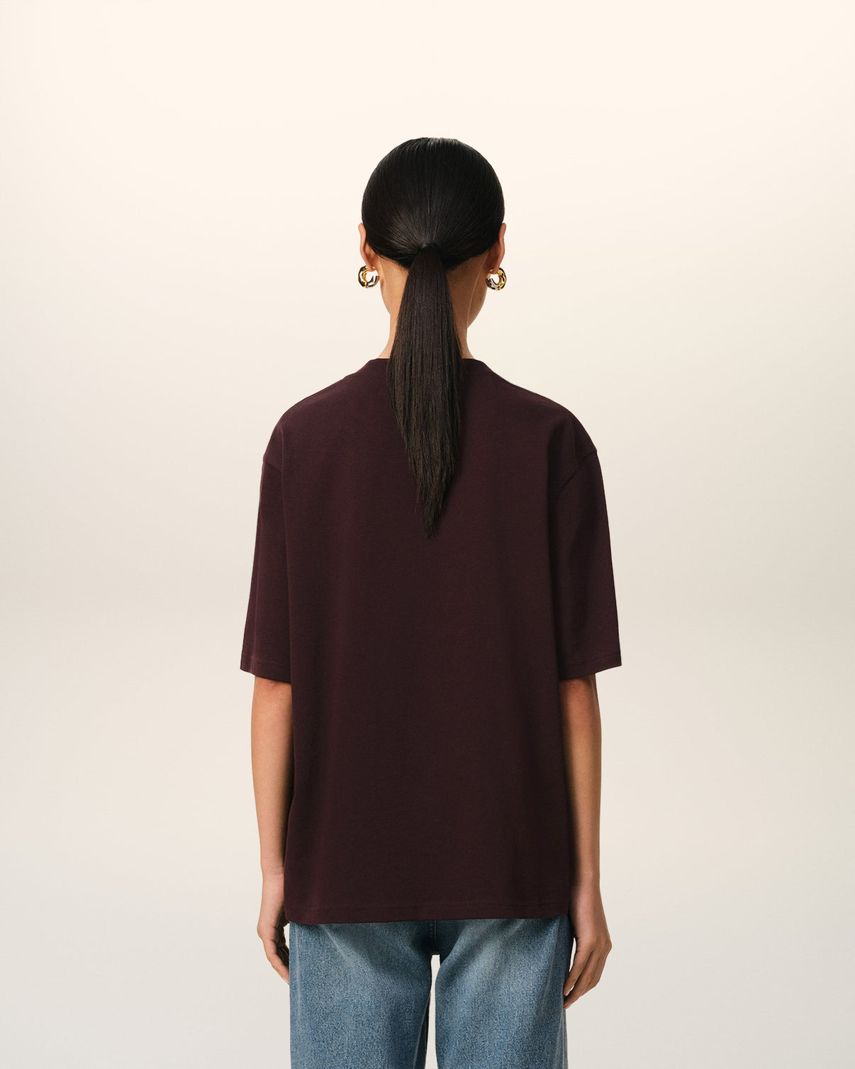 Burgundy Cotton Tonal T-Shirt