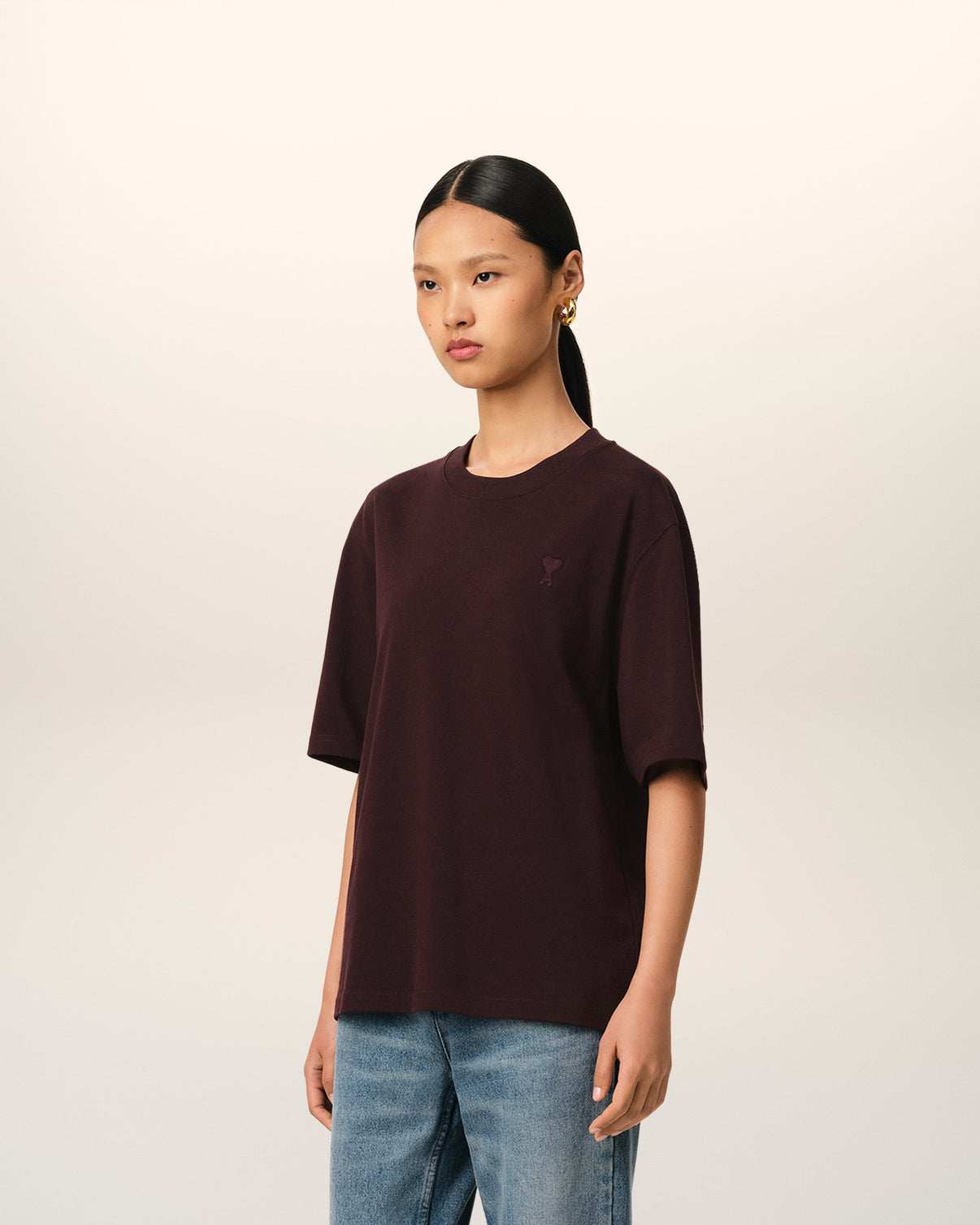 Burgundy Cotton Tonal T-Shirt