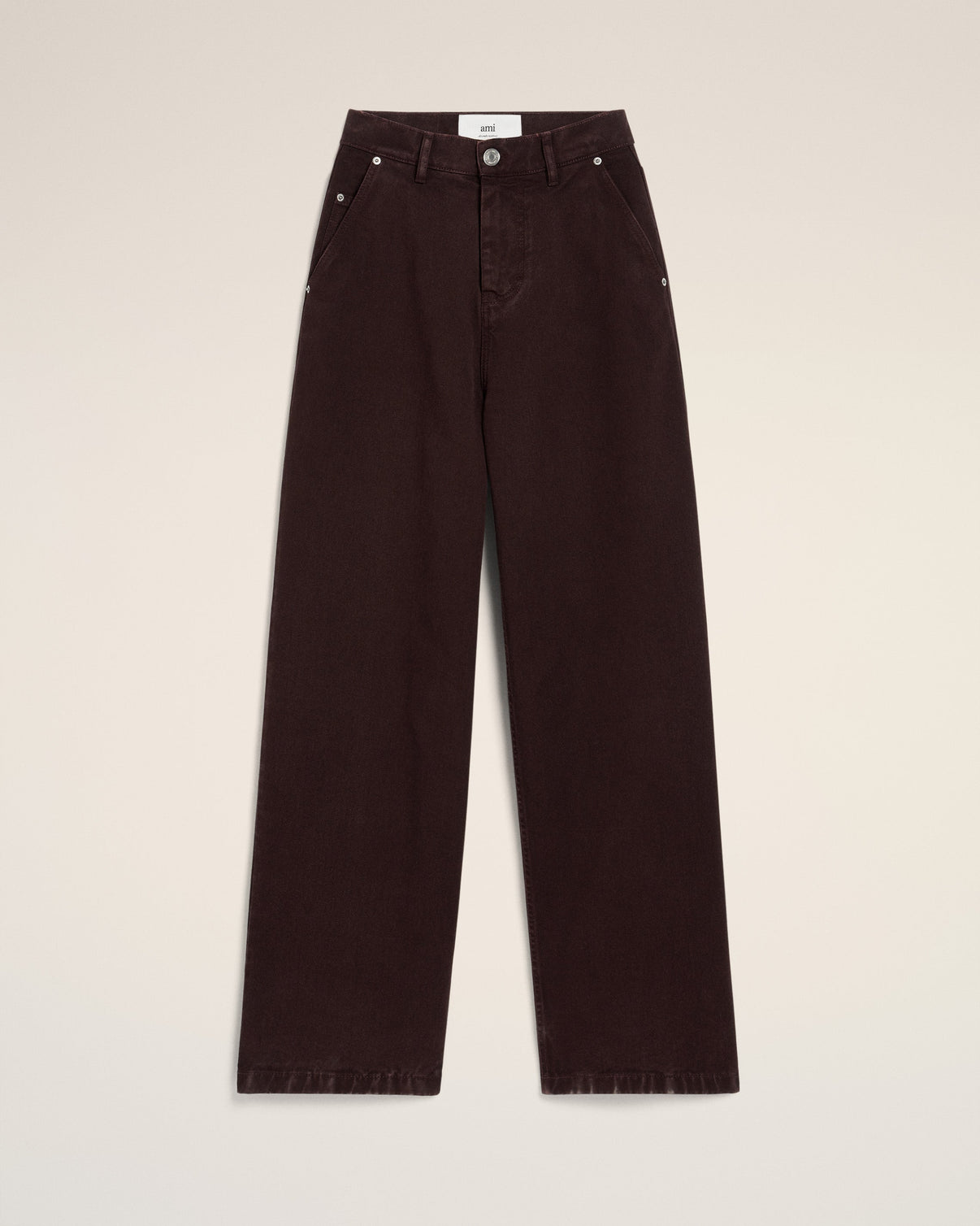 Burgundy Cotton Wide Fit Jeans