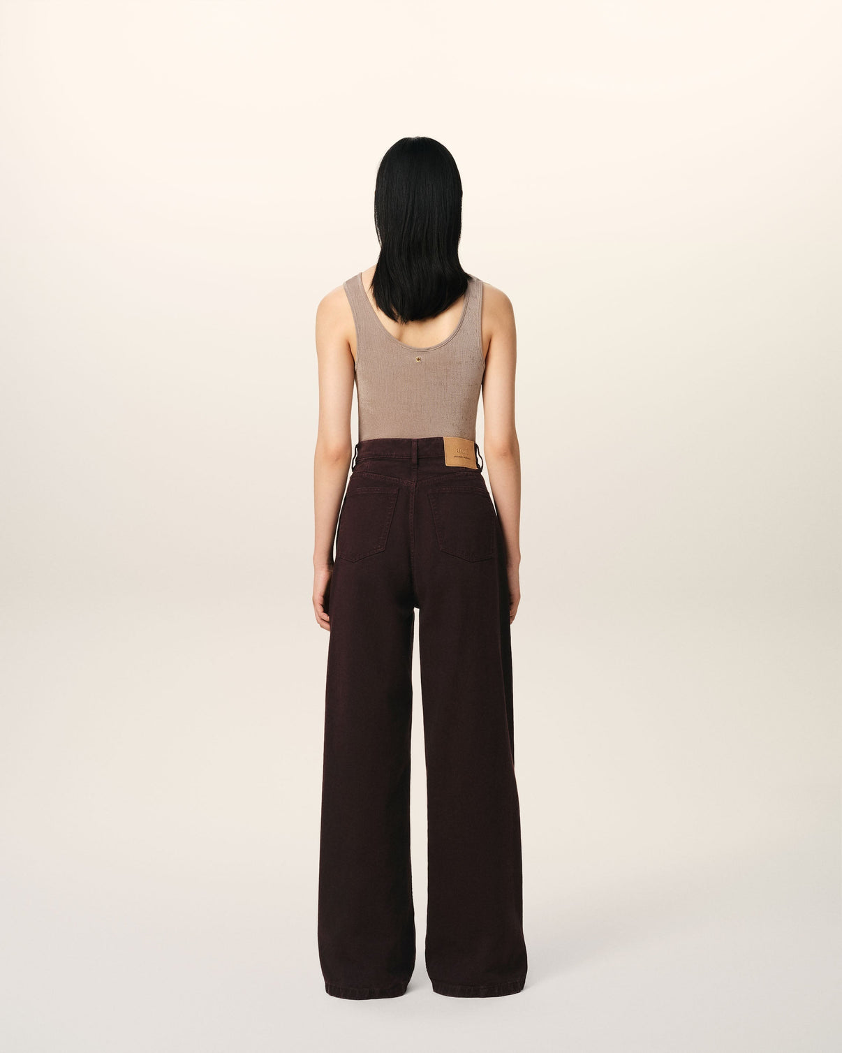 Burgundy Cotton Wide Fit Jeans