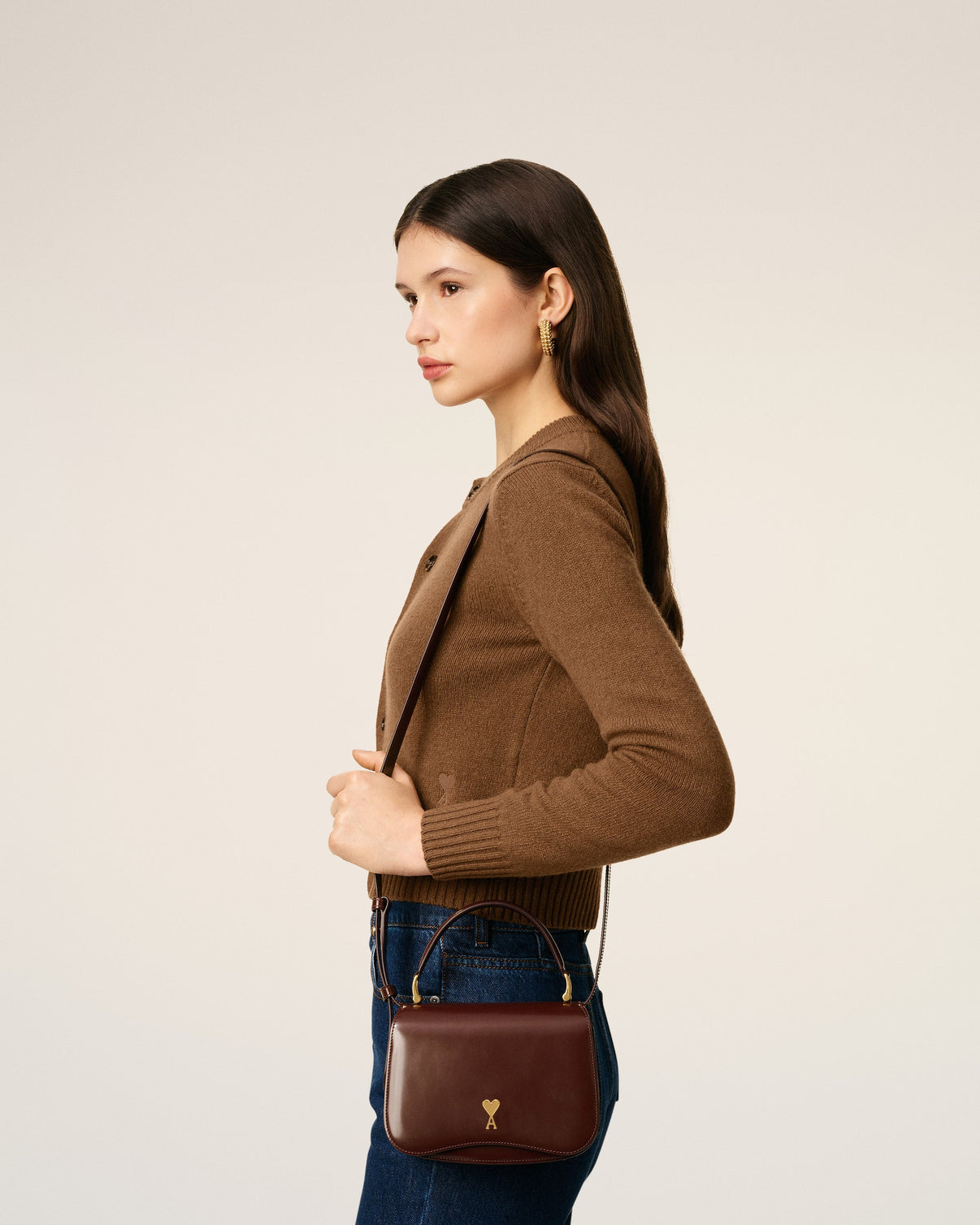 Burgundy Glazed Leather Handle Paris Paris Bag