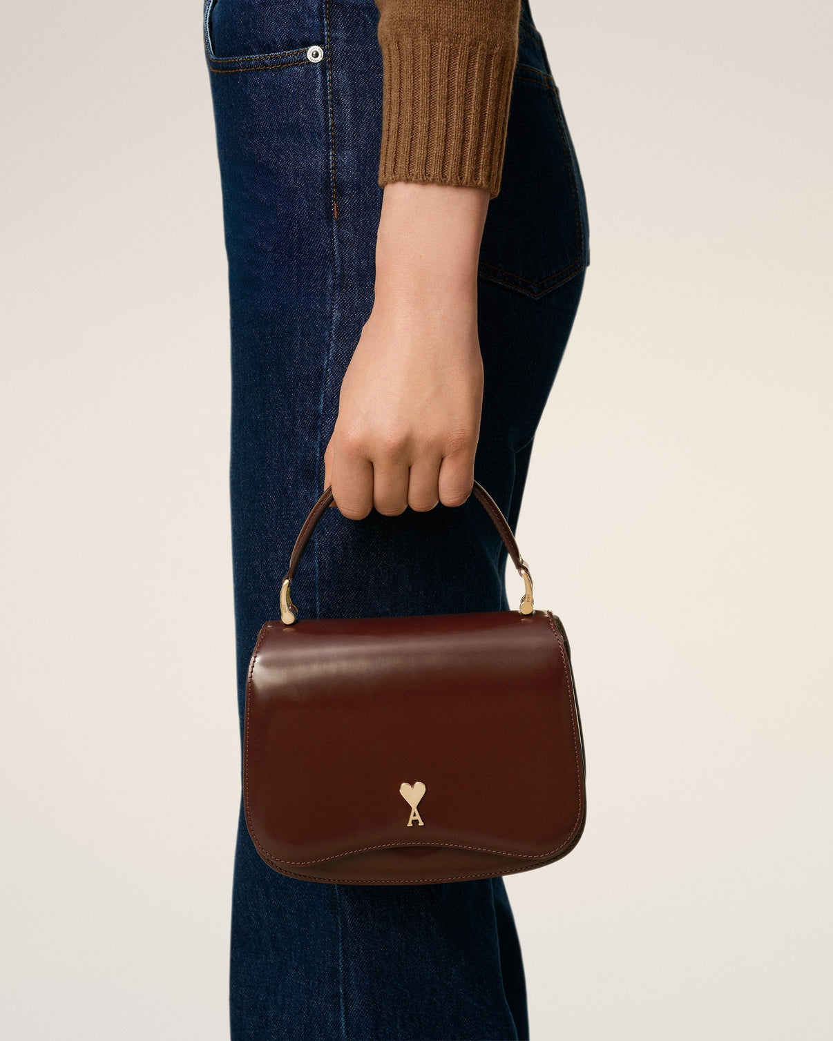 Burgundy Glazed Leather Handle Paris Paris Bag