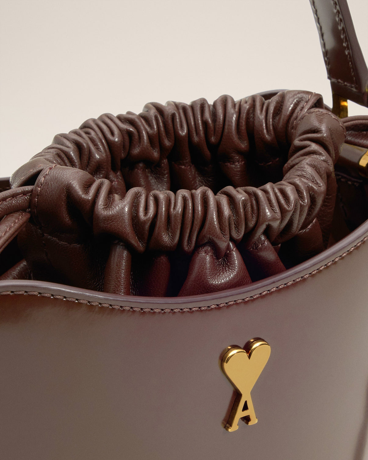 Burgundy Glazed Leather Mini Paris Paris Bucket Bag