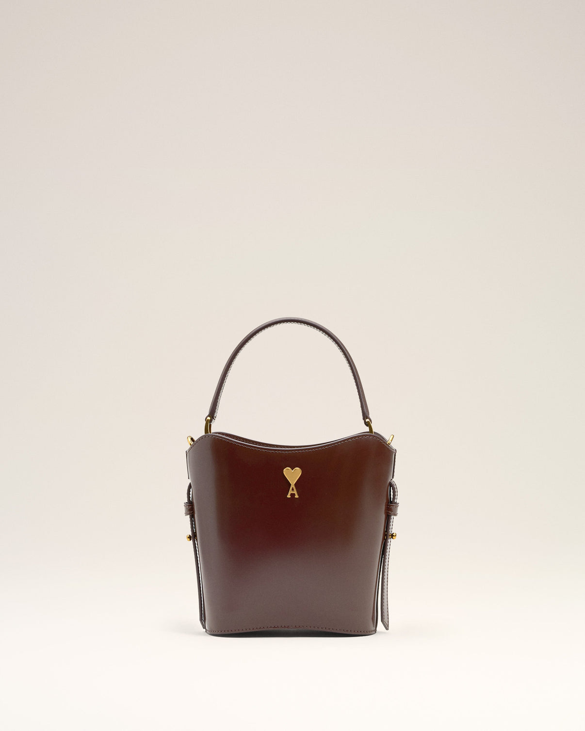Burgundy Glazed Leather Mini Paris Paris Bucket Bag