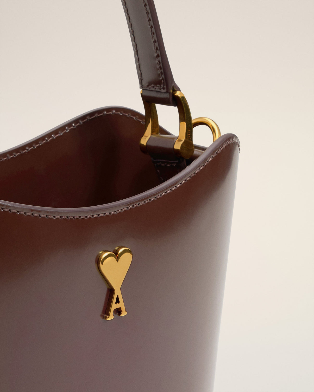 Burgundy Glazed Leather Mini Paris Paris Bucket Bag