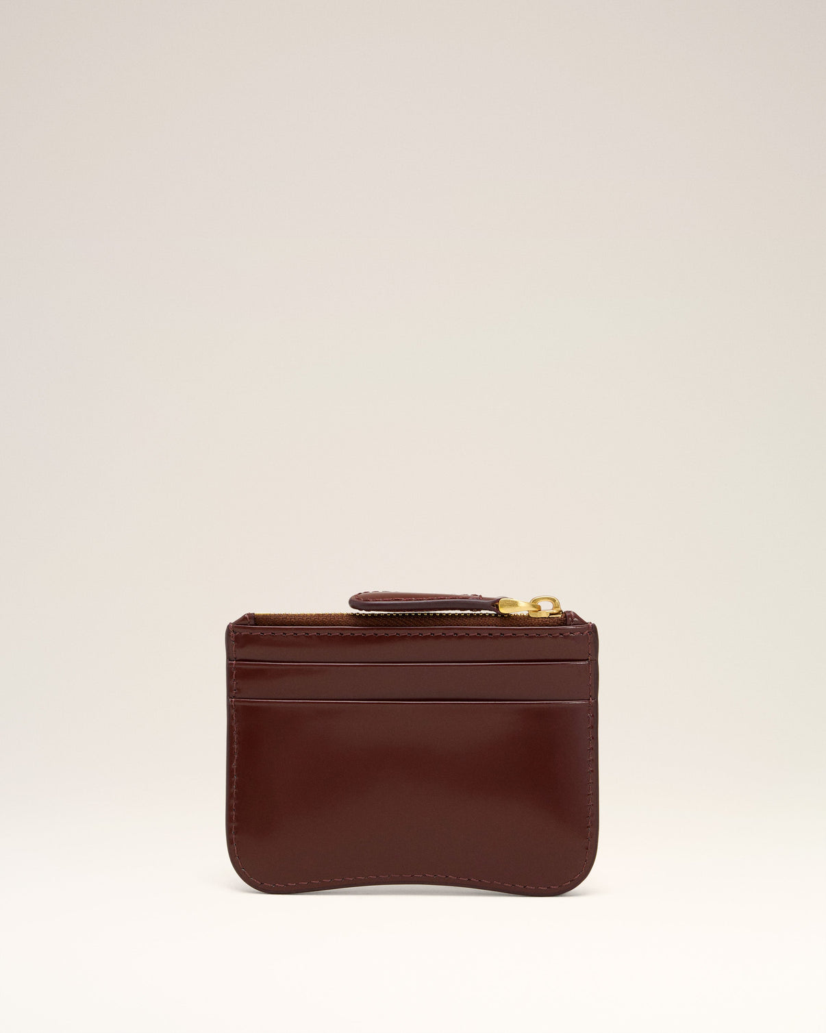 Burgundy Glazed Leather Paris Paris Zipped Card Holder