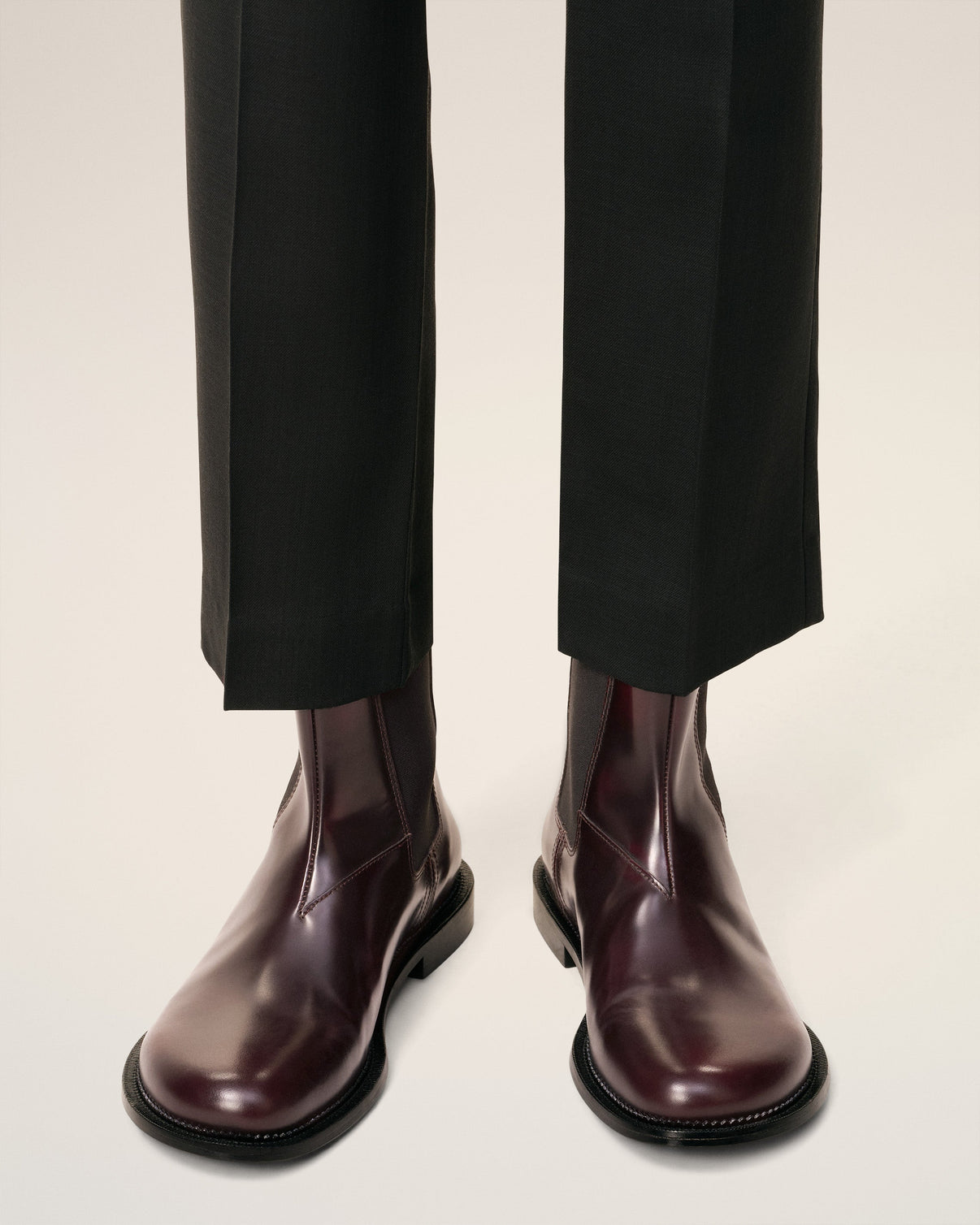 Burgundy Leather Anatomical Toe Chelsea Boots