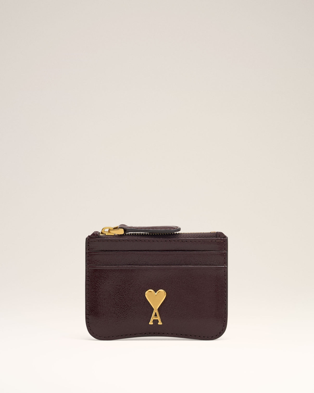 Burgundy Leather Paris Paris Zipped Card Holder