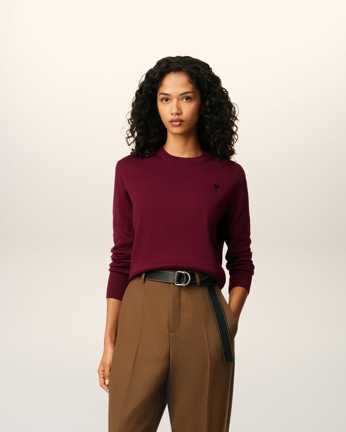 Burgundy Wool Crewneck Sweater