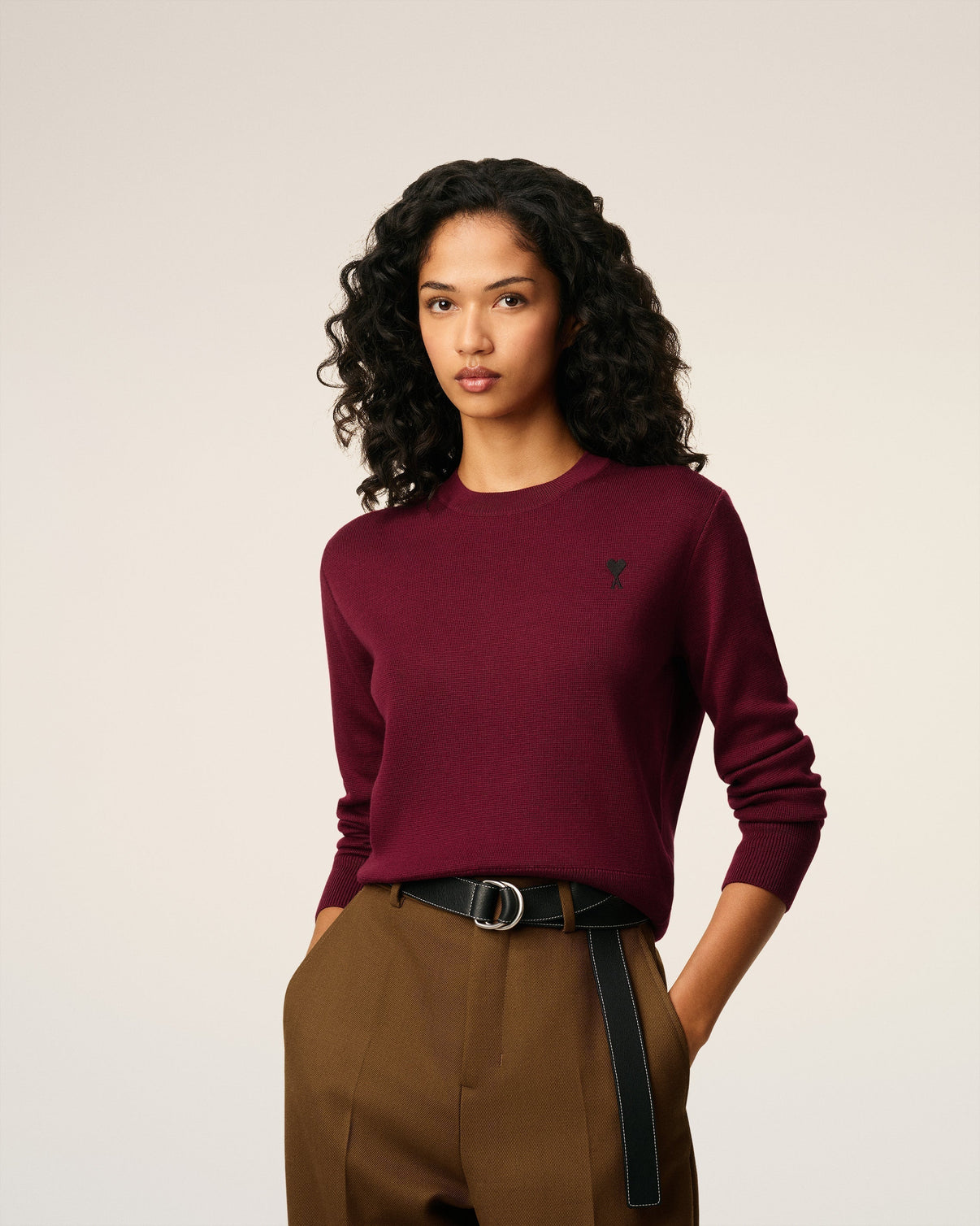 Burgundy Wool Crewneck Sweater