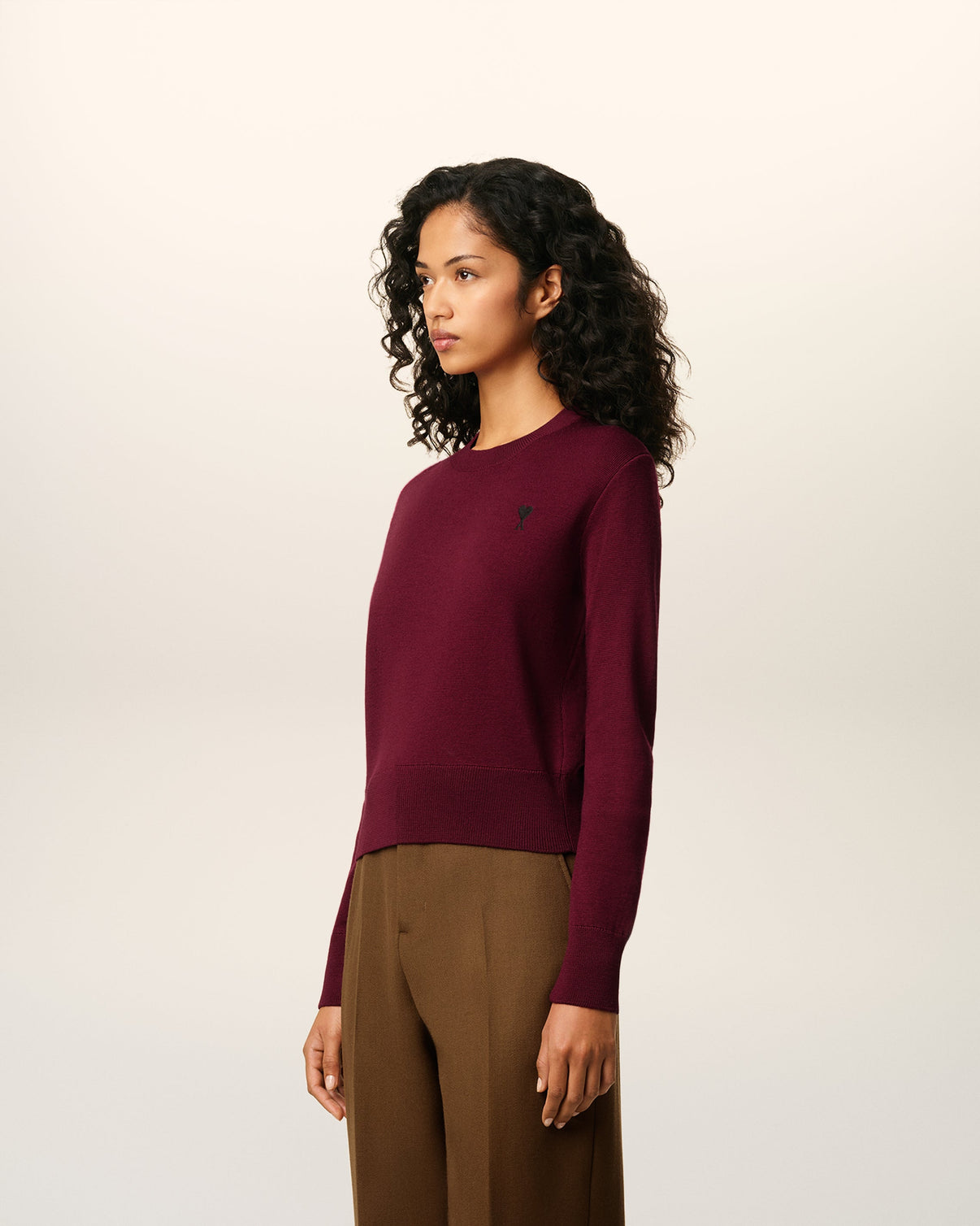 Burgundy Wool Crewneck Sweater