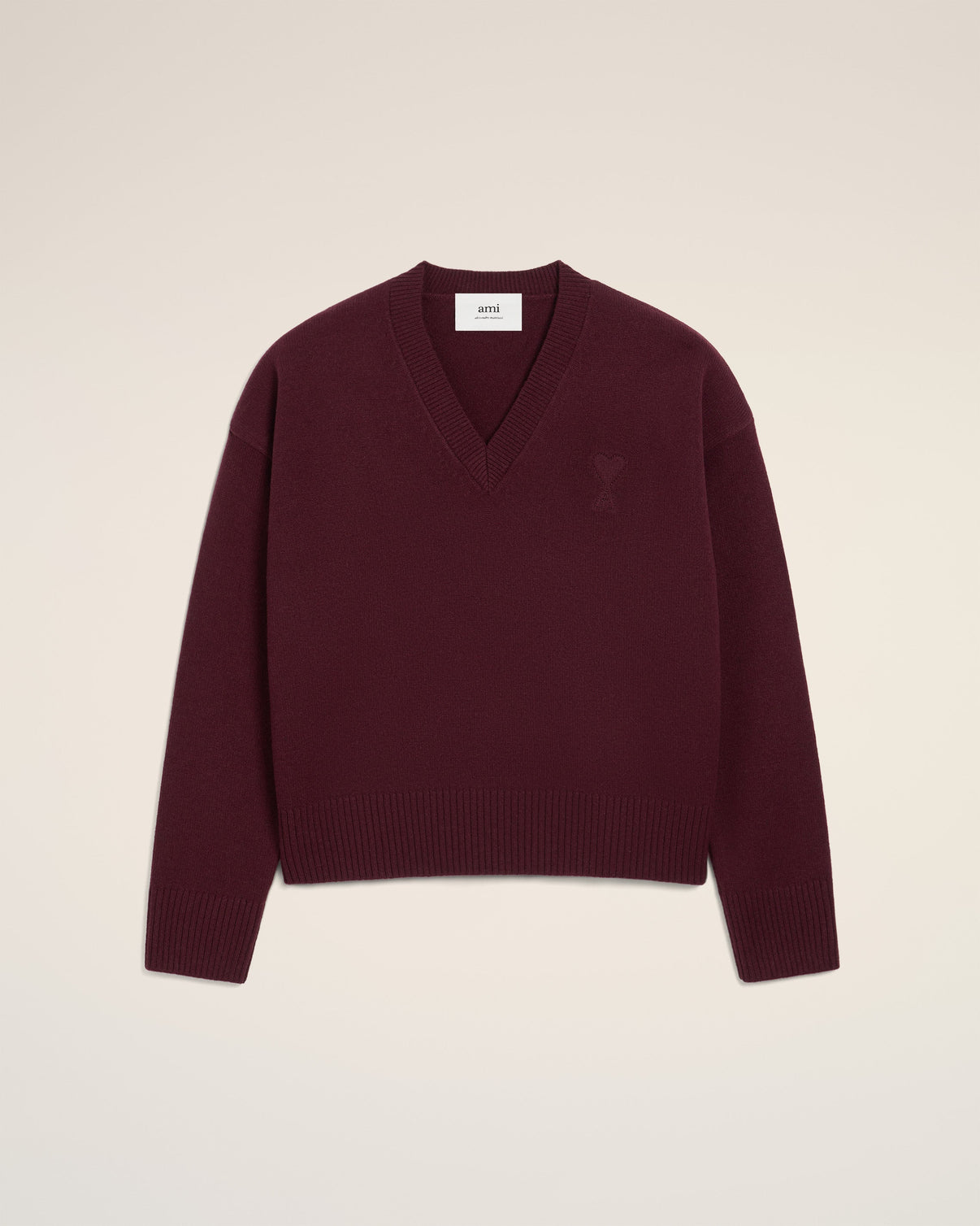 Burgundy Wool V Neck Sweater