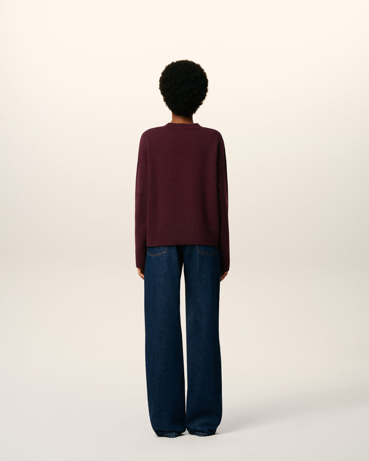 Burgundy Wool V Neck Sweater
