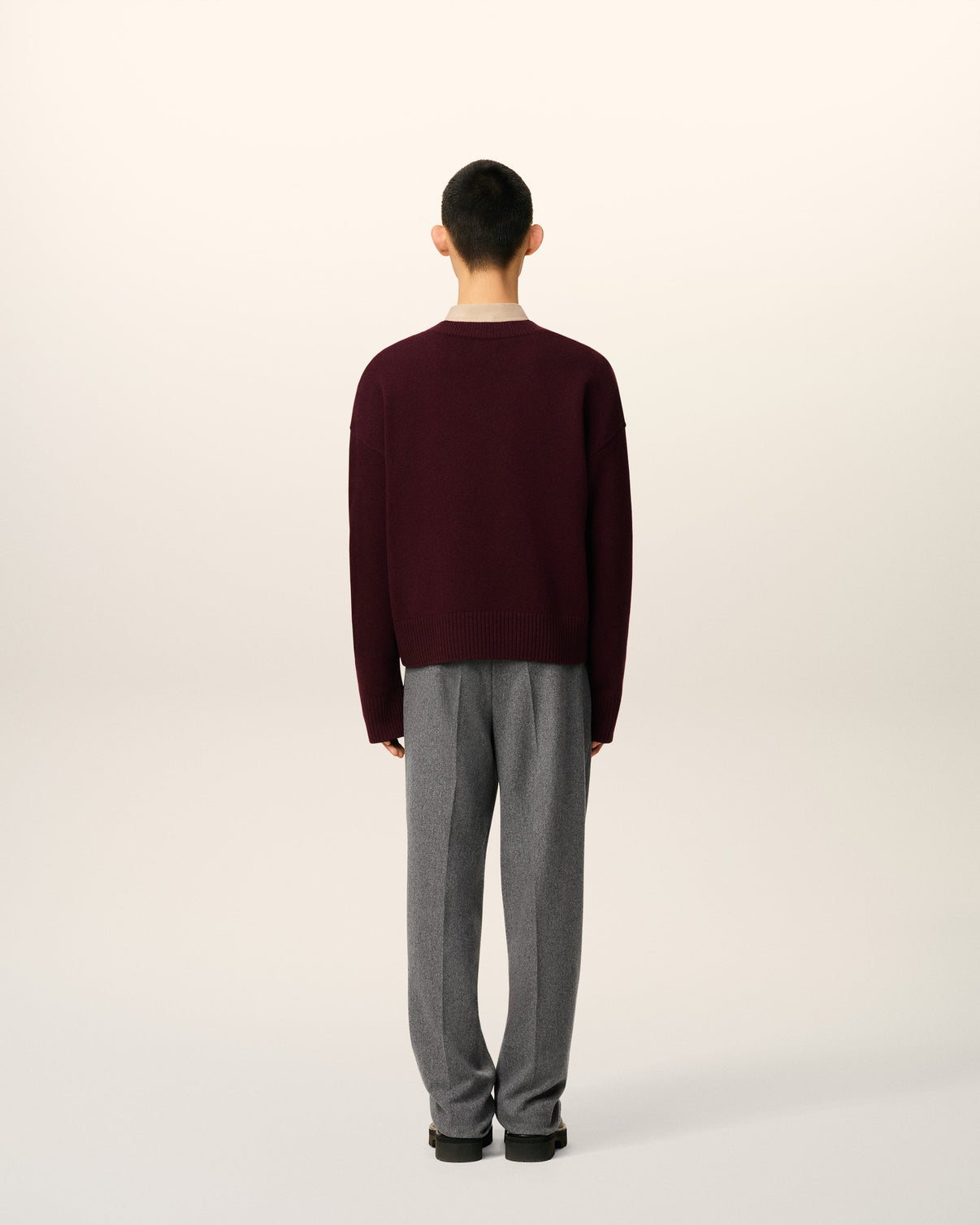 Burgundy Wool V Neck Sweater