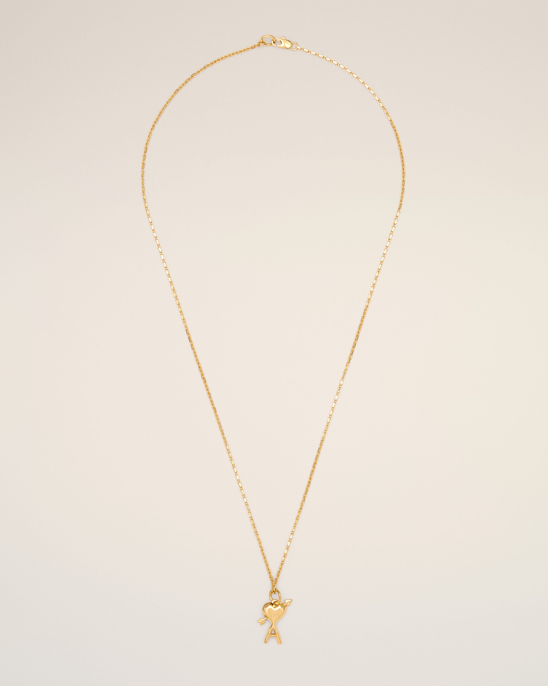 Gold brass necklace with hammered heart arrow
