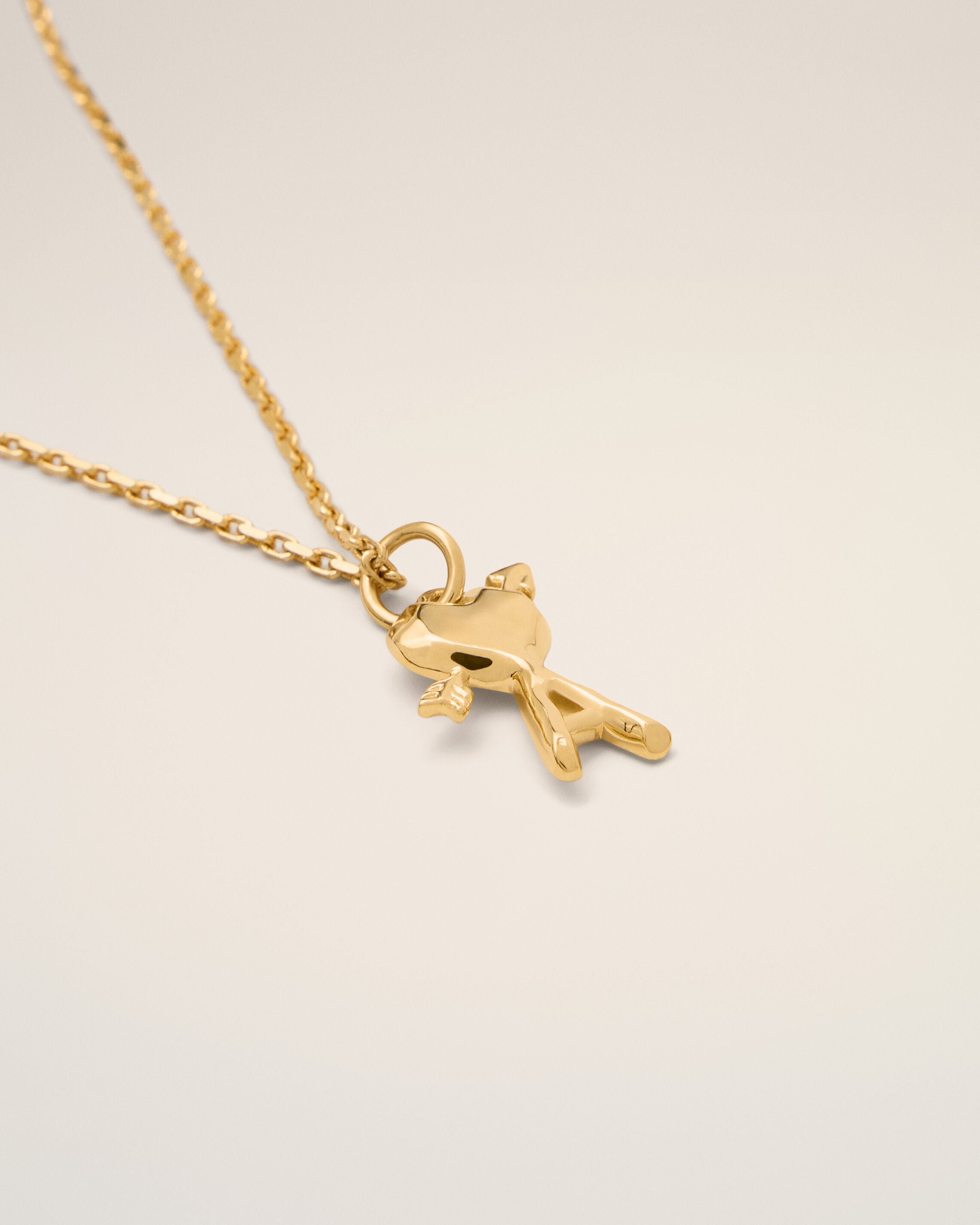 Gold brass necklace with hammered heart arrow