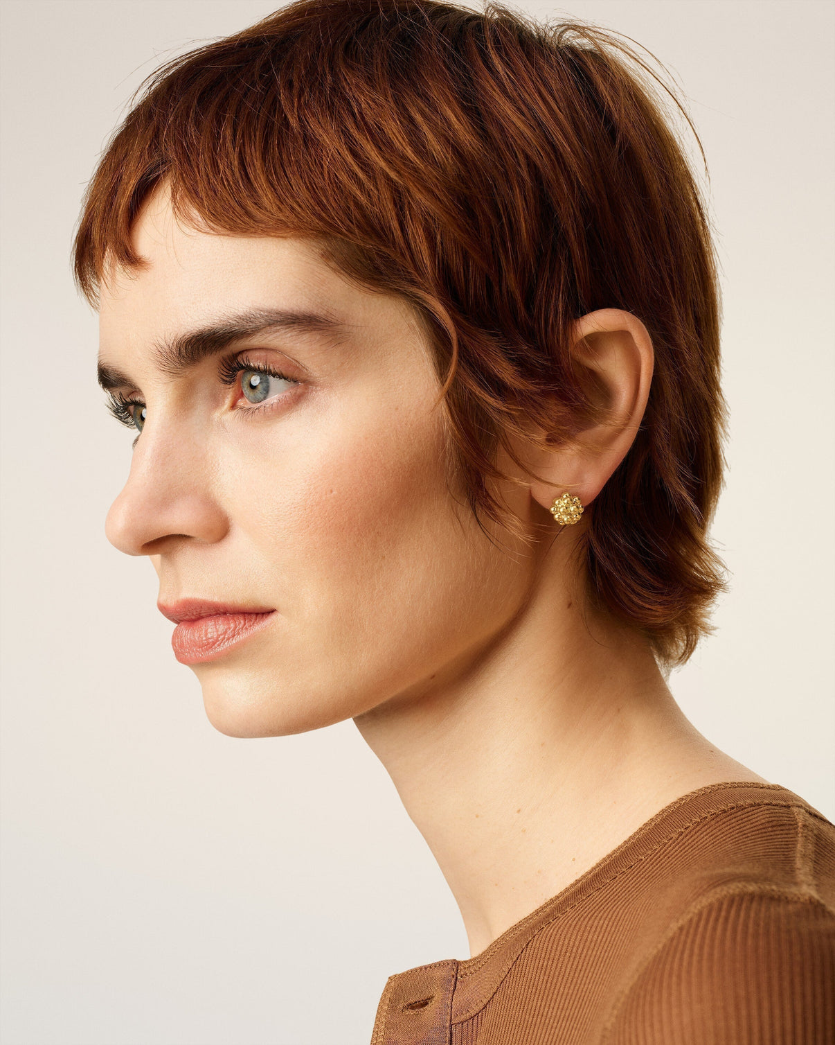 Gold Brass Pearl Studs