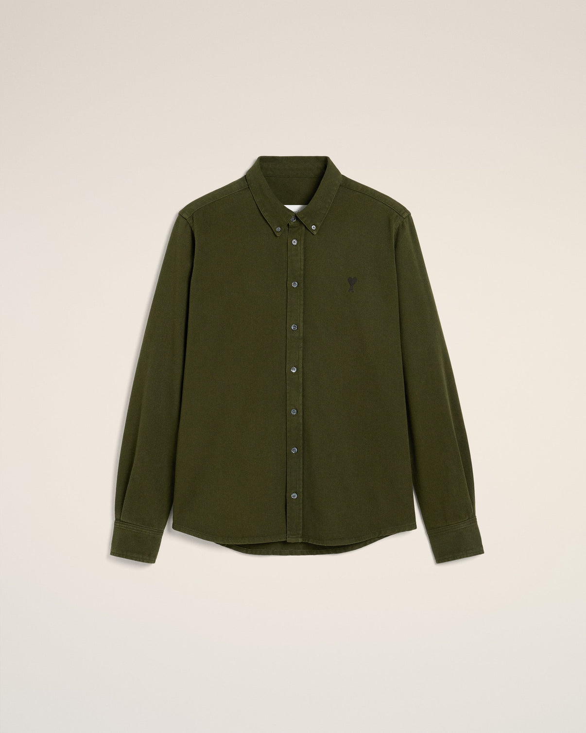 Green Cotton Button-Down Shirt