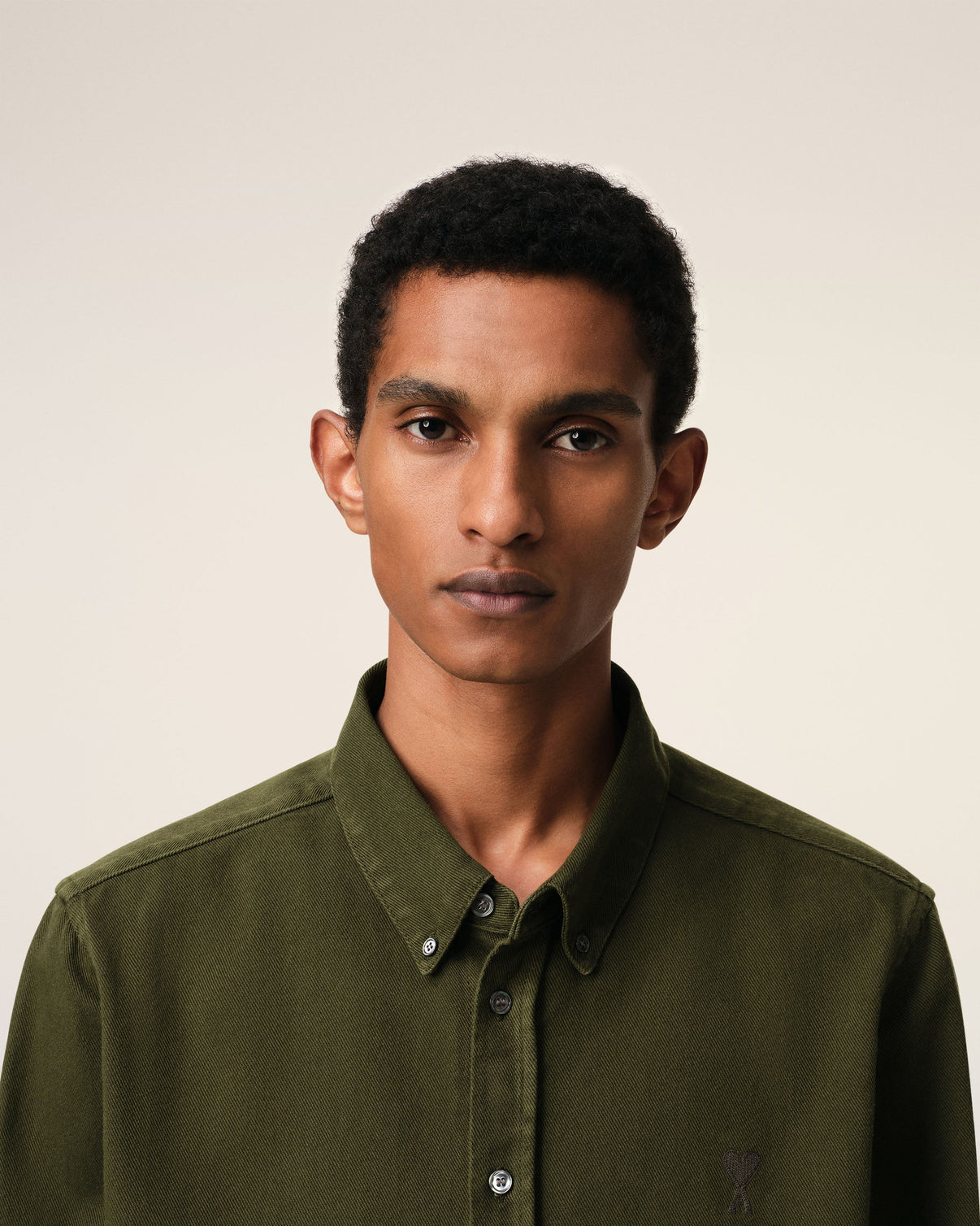 Green Cotton Button-Down Shirt