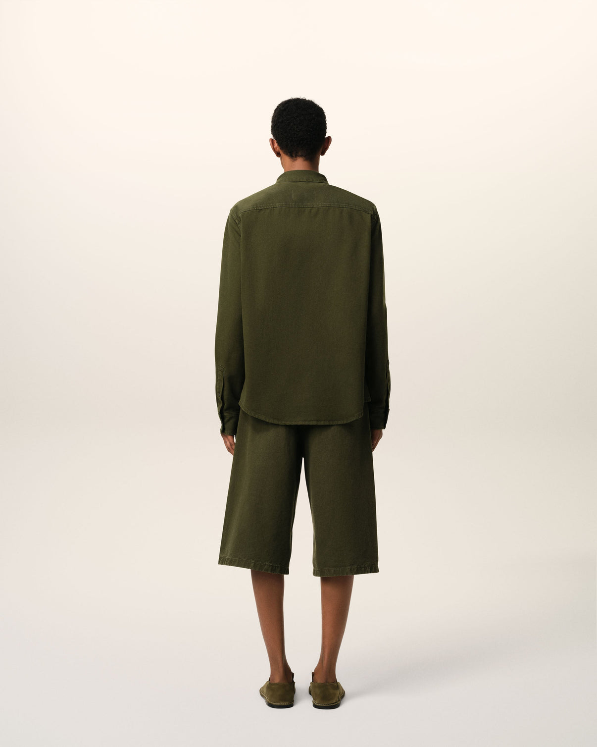 Green Cotton Button-Down Shirt