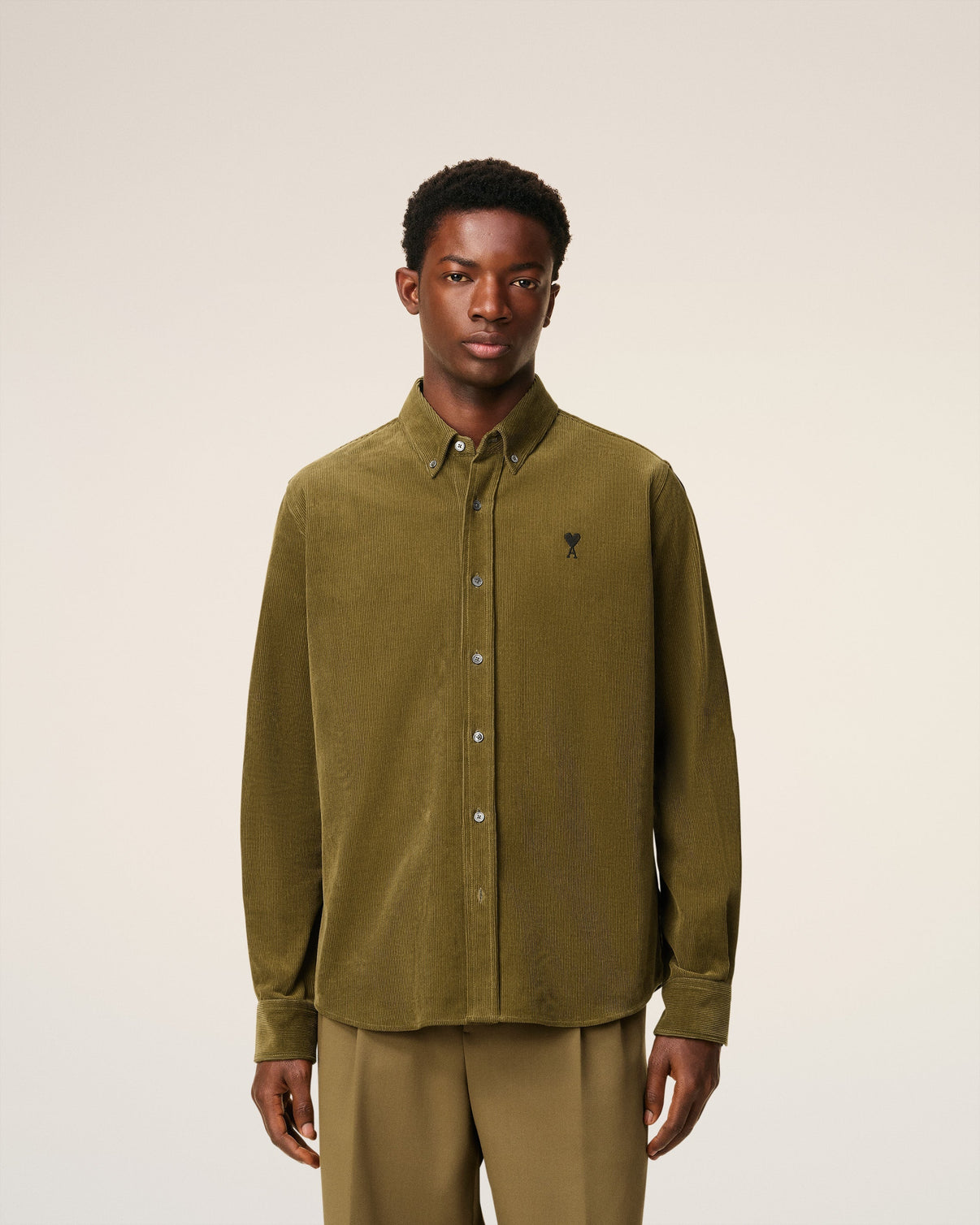 Green Cotton Button Down Shirt