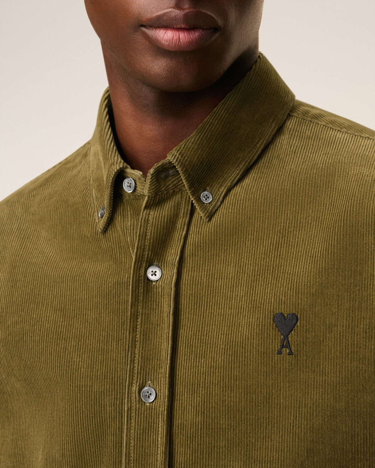 Green Cotton Button Down Shirt