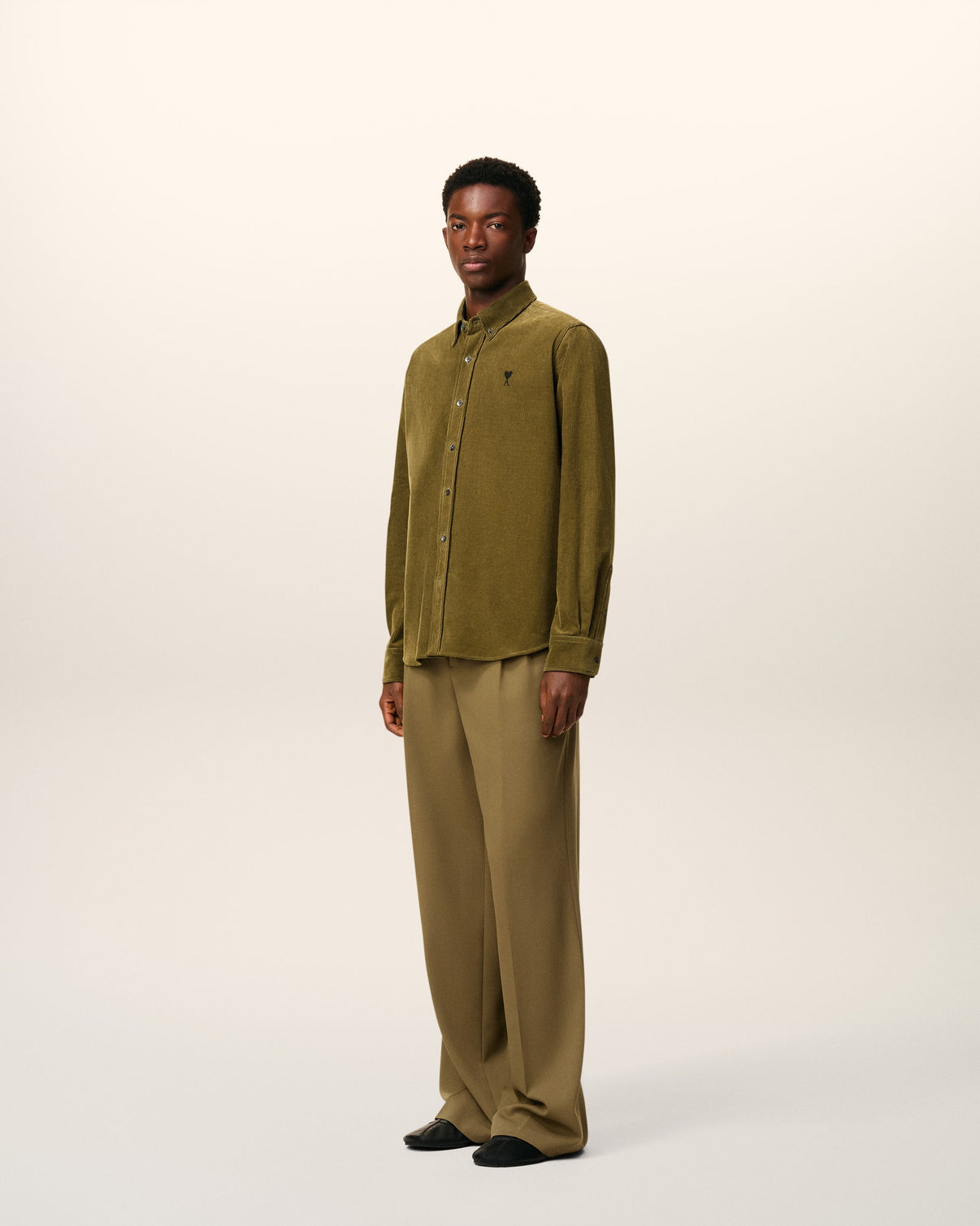 Green Cotton Button Down Shirt