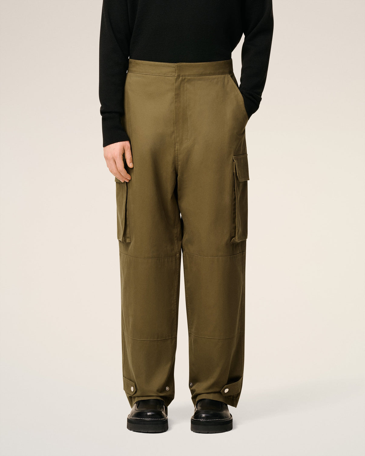 Green Cotton Cargo Trousers