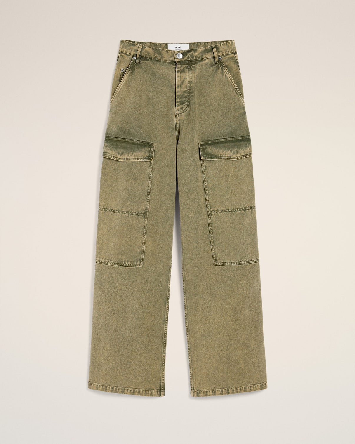 Green Cotton Cargo Wide Fit Jeans