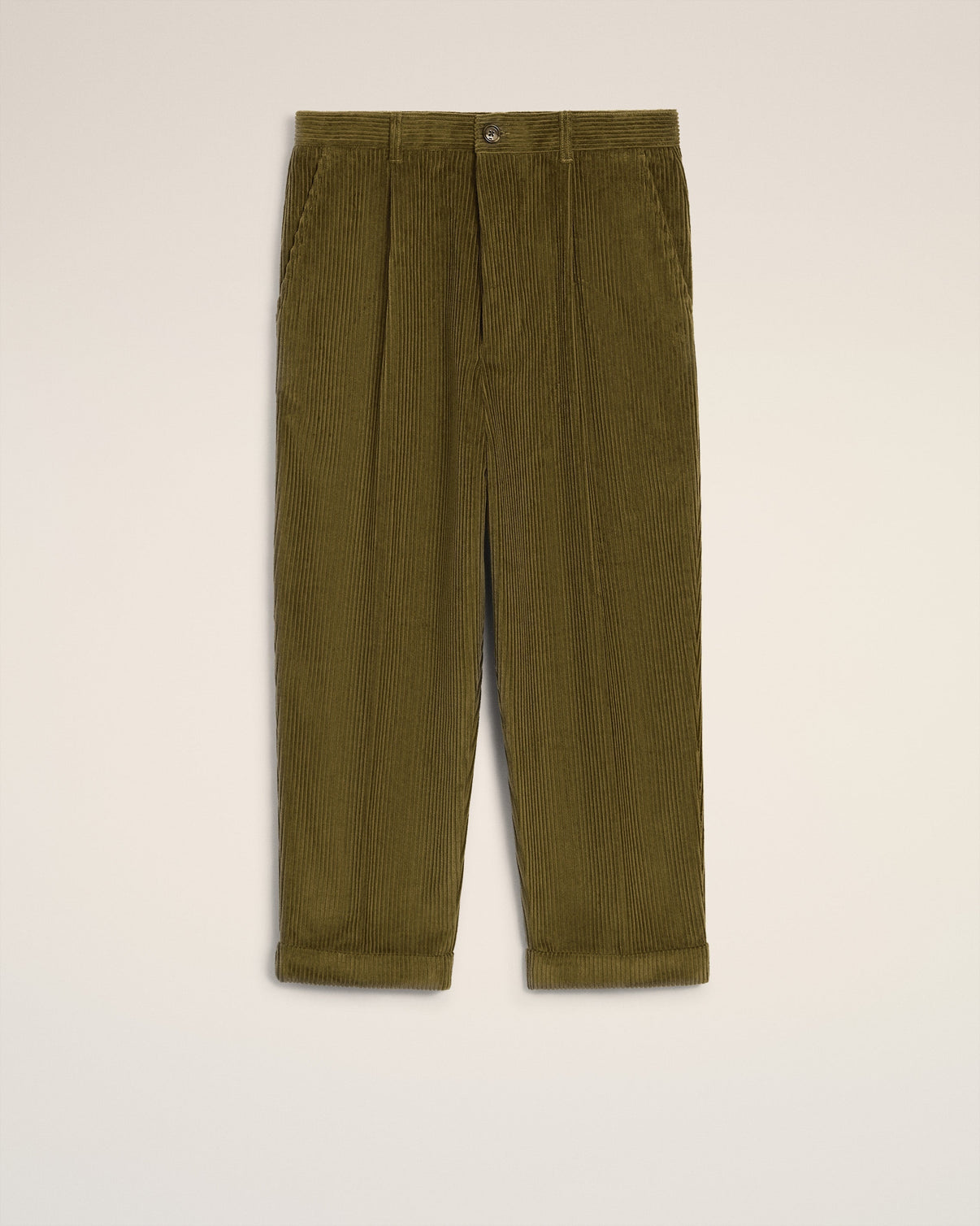 Green Cotton Carrot Corduroy Oversized Trousers