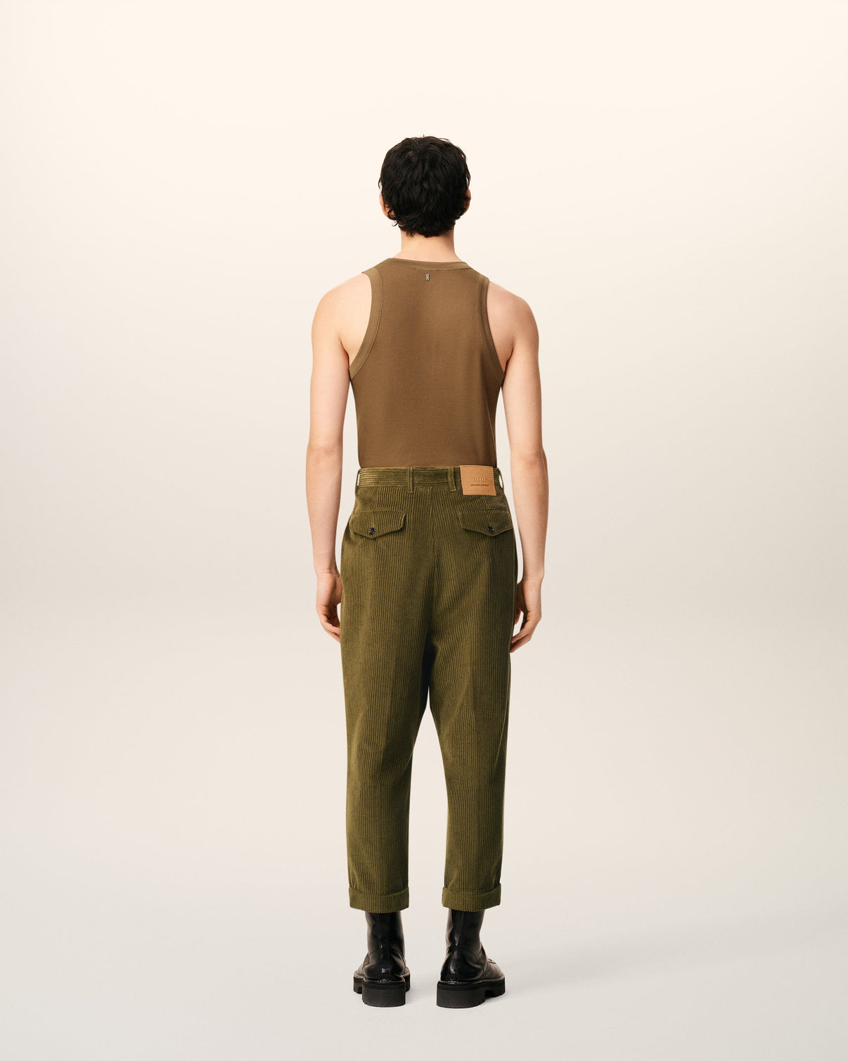 Green Cotton Carrot Corduroy Oversized Trousers