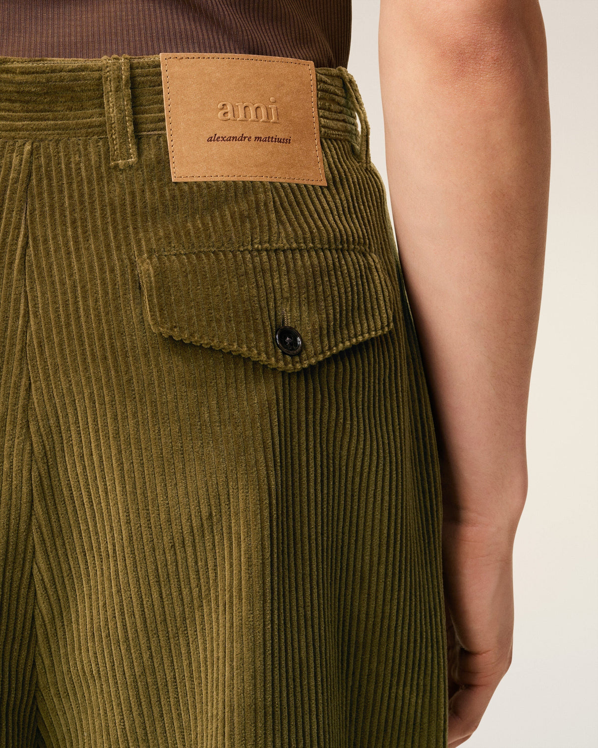 Green Cotton Carrot Corduroy Oversized Trousers