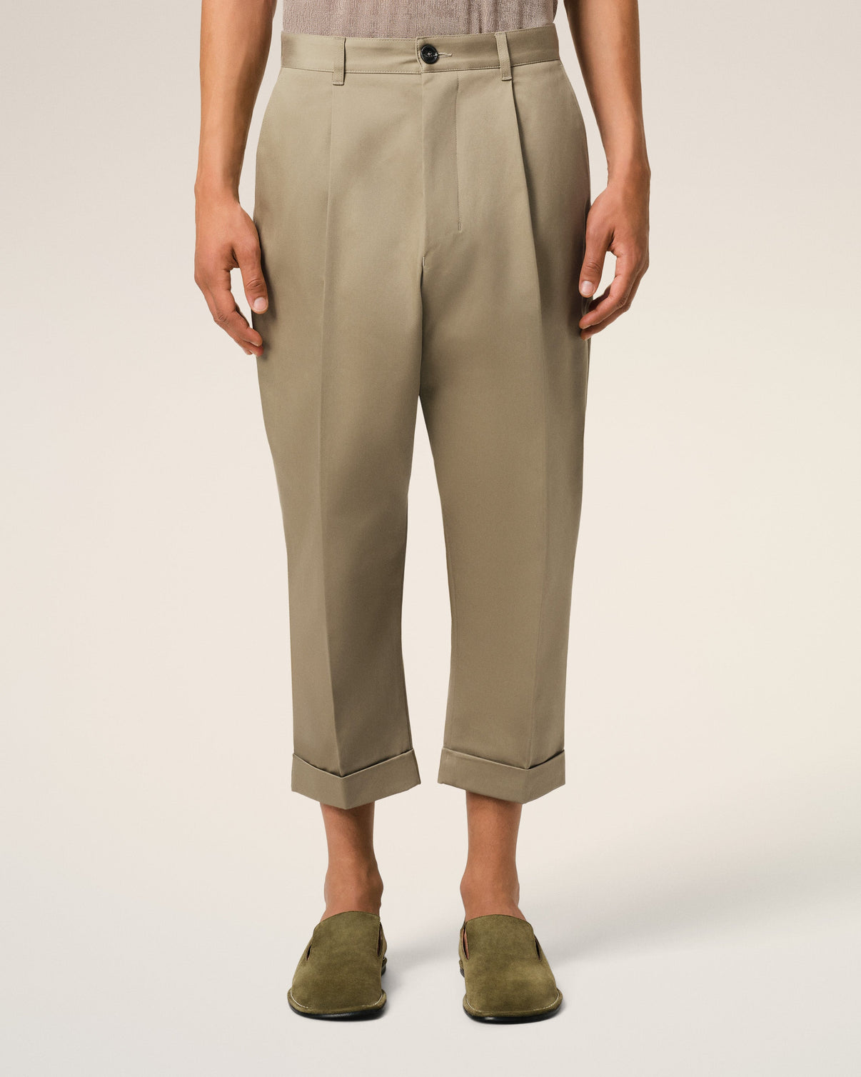 Green Cotton Carrot Oversized Trousers