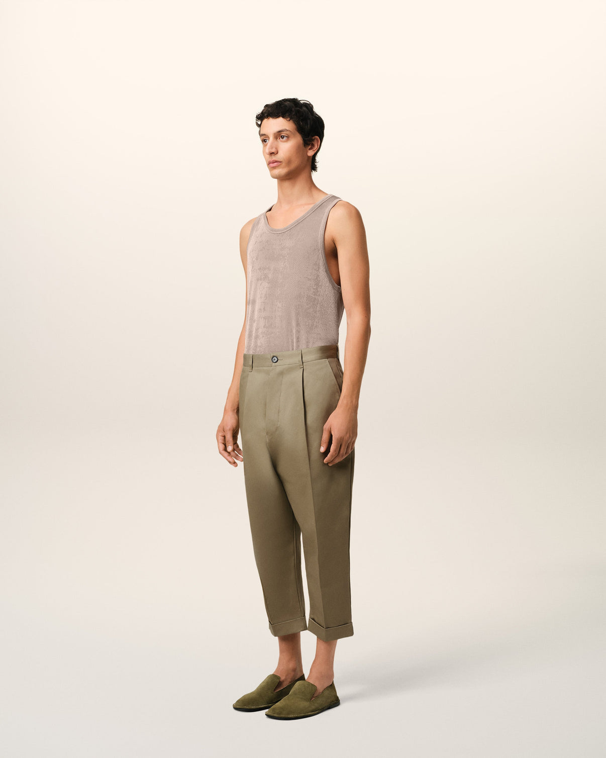 Green Cotton Carrot Oversized Trousers