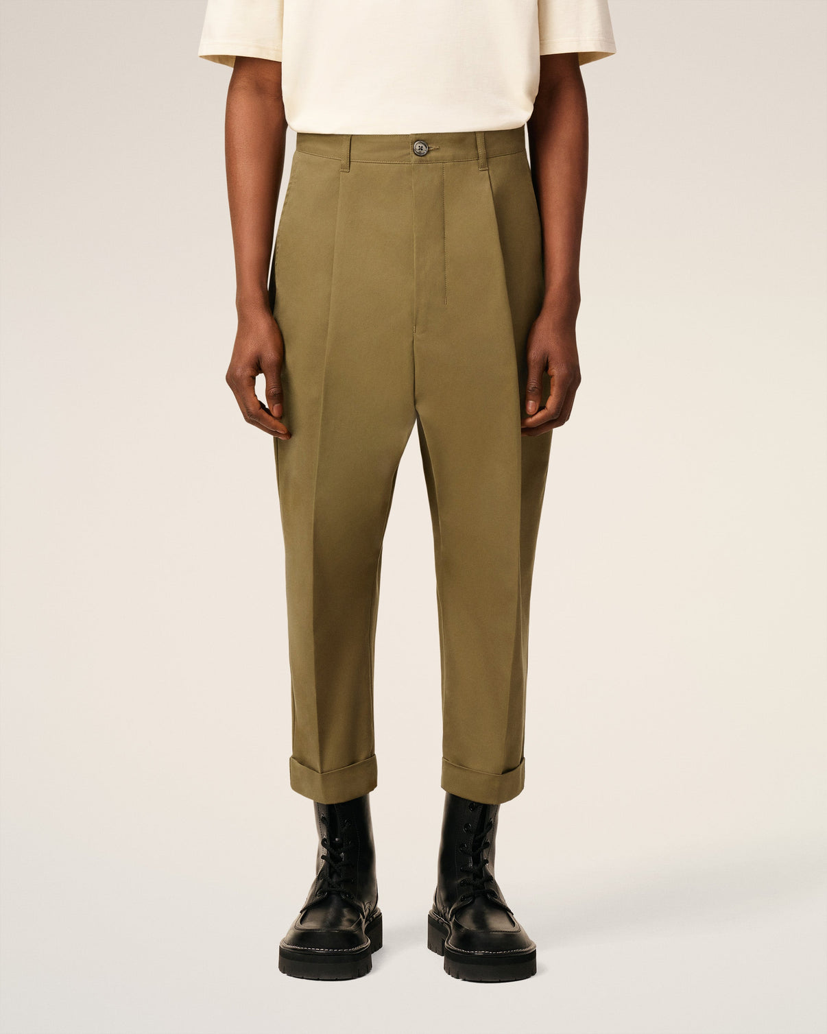 Green Cotton Carrot Oversized Trousers