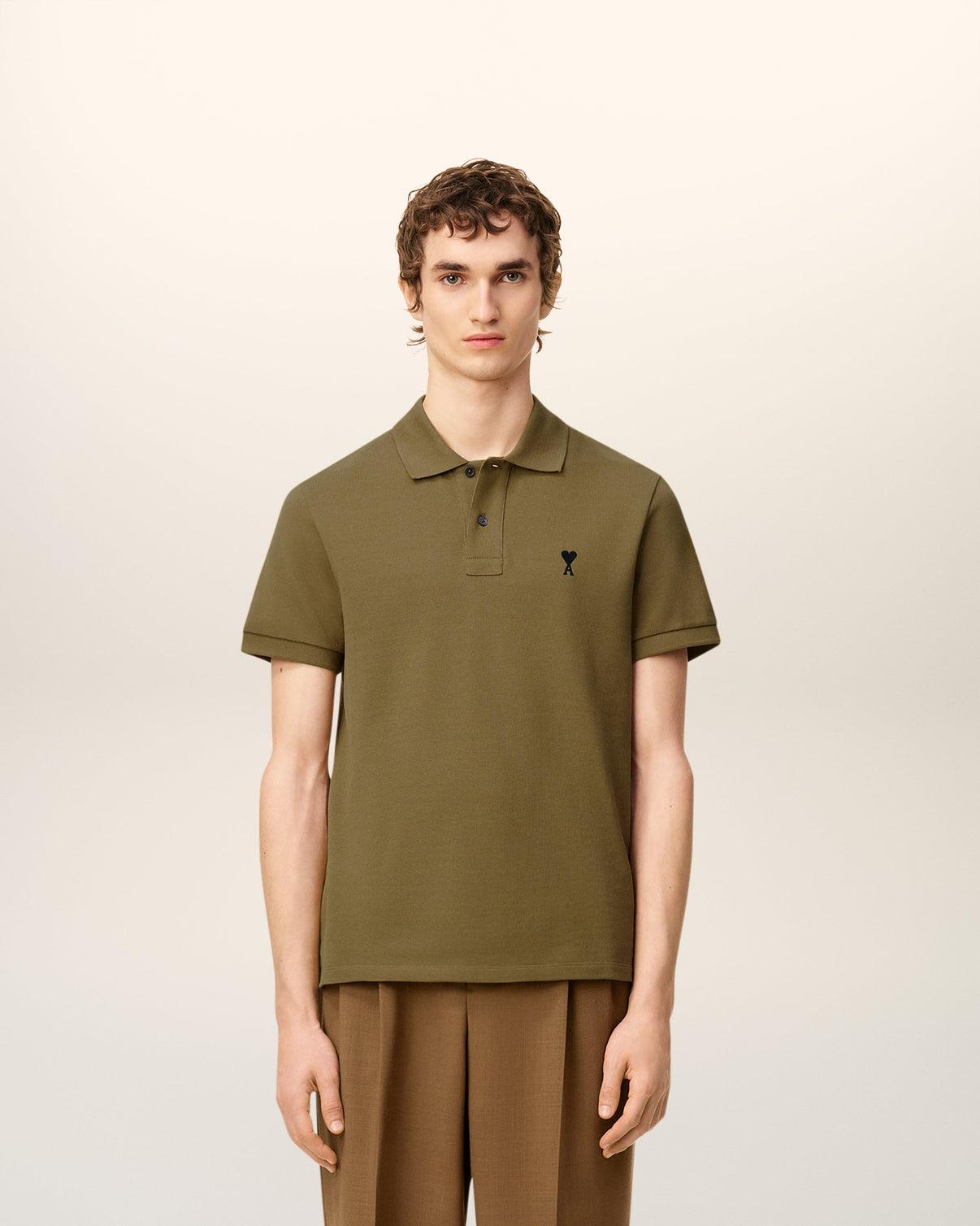 Green Cotton Contrasted Polo Shirt