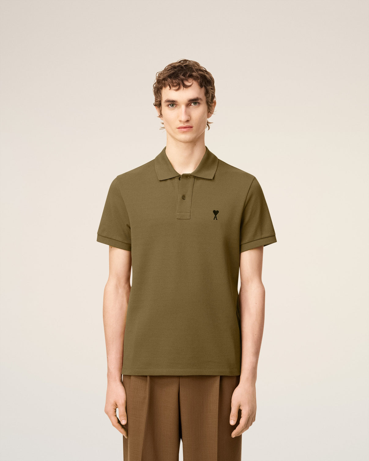 Green Cotton Contrasted Polo Shirt