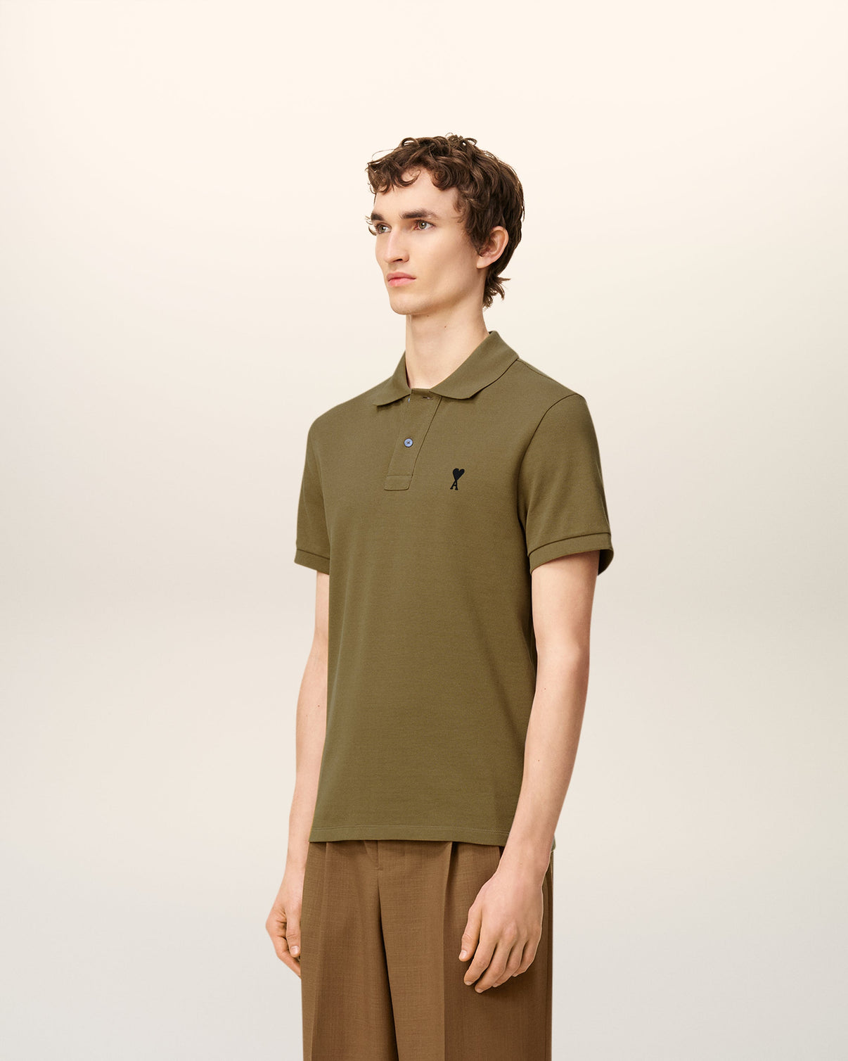 Green Cotton Contrasted Polo Shirt