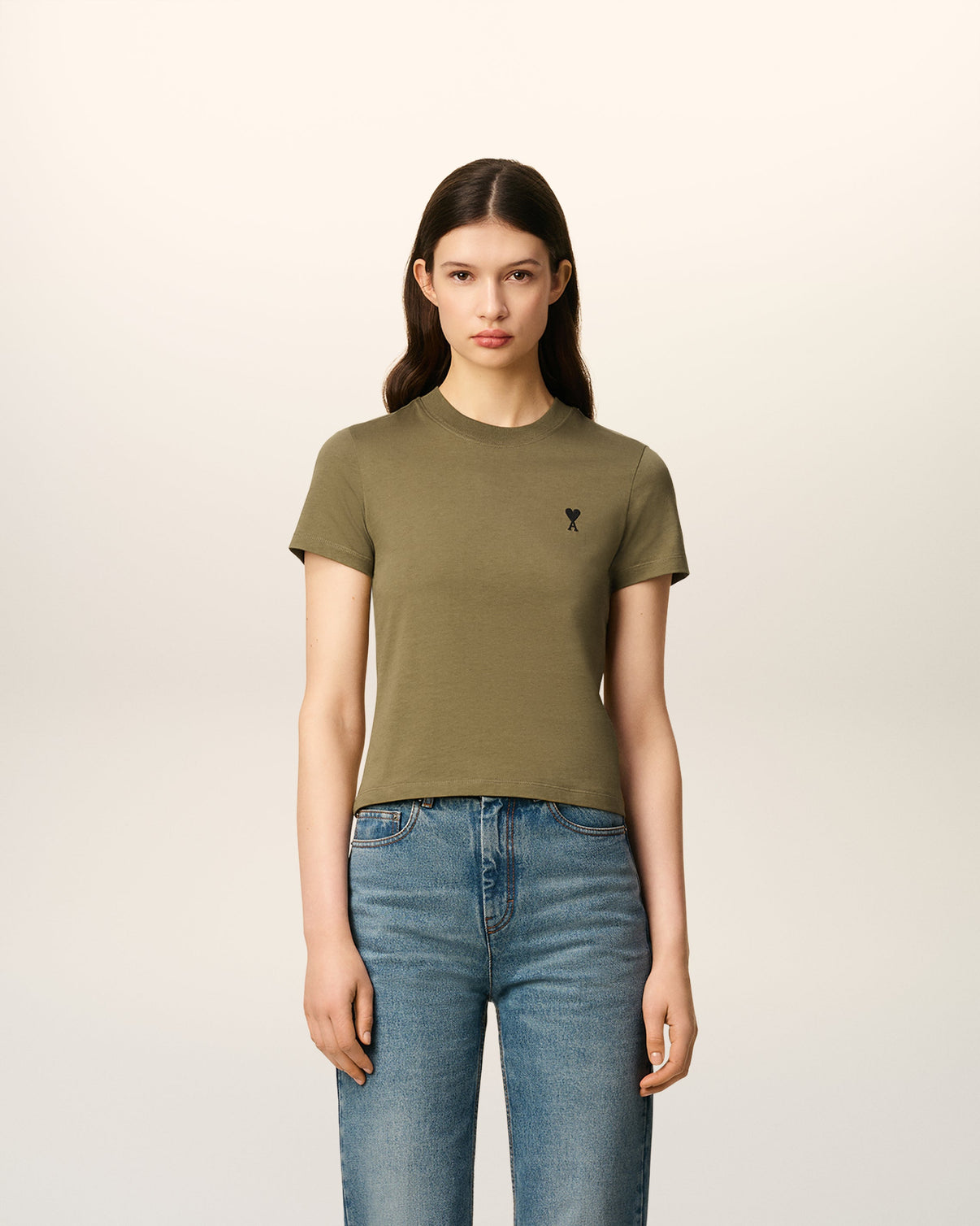 Green Cotton Cropped T-shirt