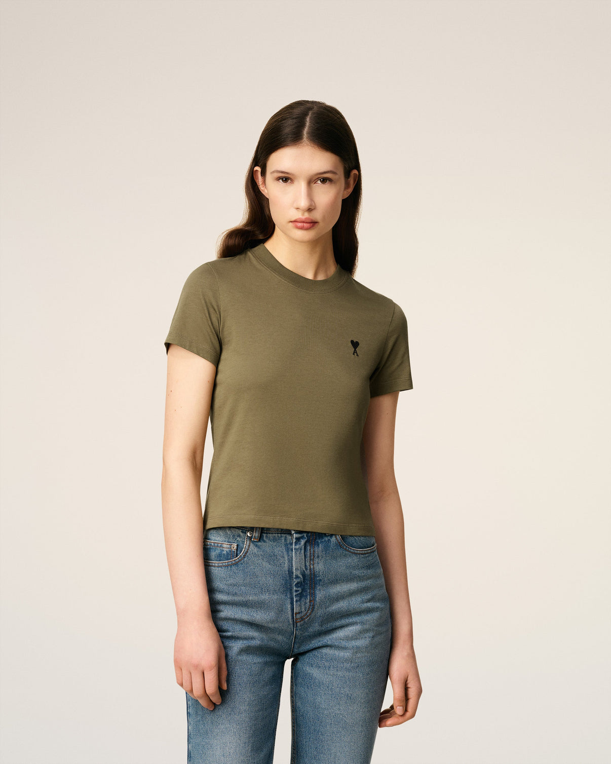 Green Cotton Cropped T-shirt