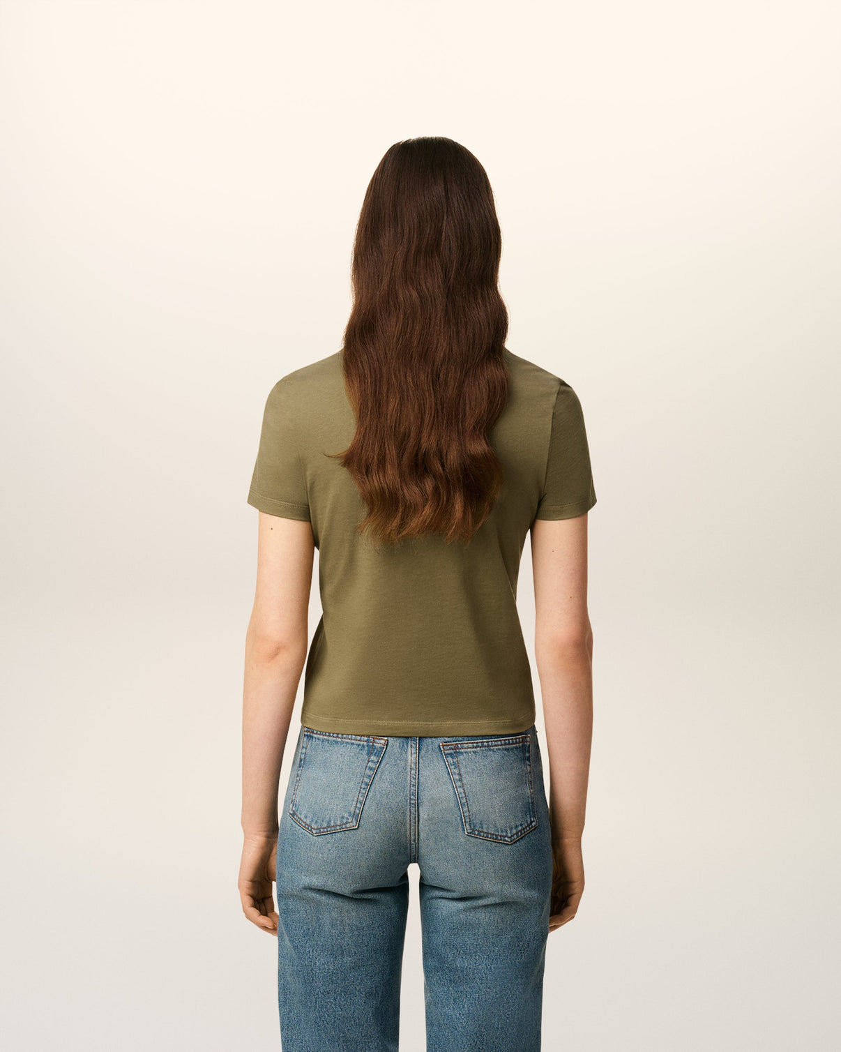Green Cotton Cropped T-shirt