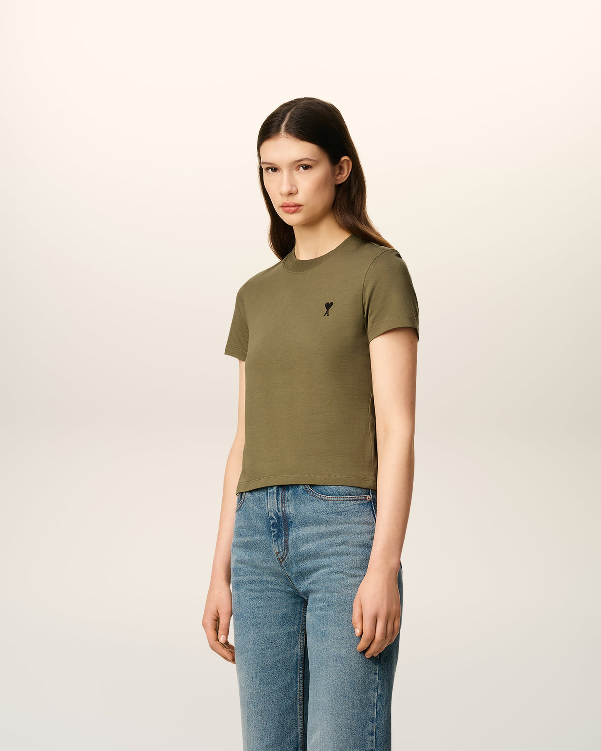 Green Cotton Cropped T-shirt