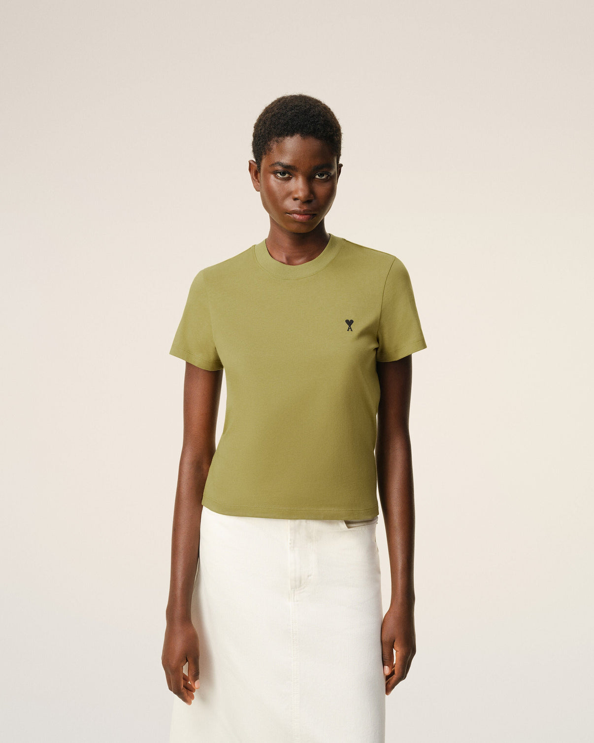 Green Cotton Cropped T-shirt