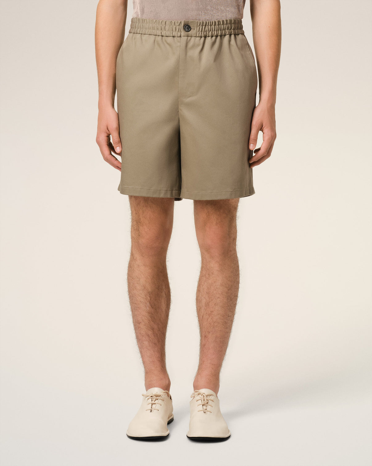 Green Cotton Elasticated Waist Shorts