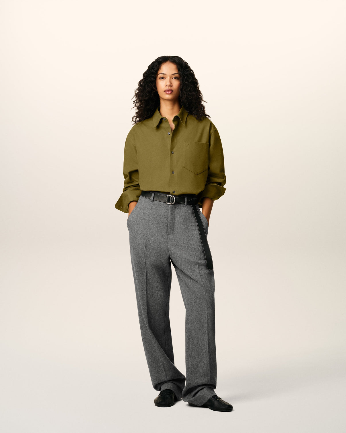 Green Cotton Embossed Boxy Shirt