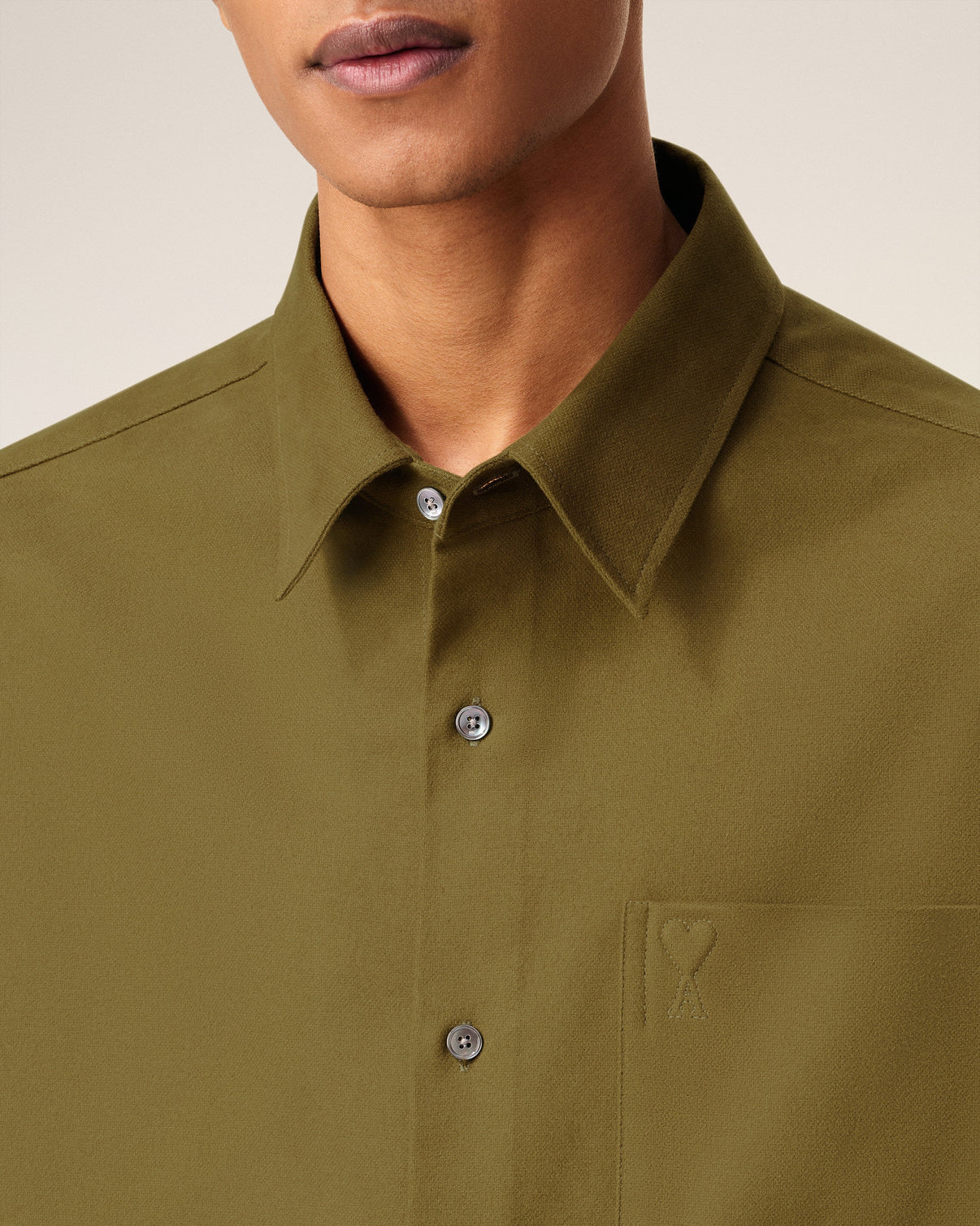 Green Cotton Embossed Boxy Shirt