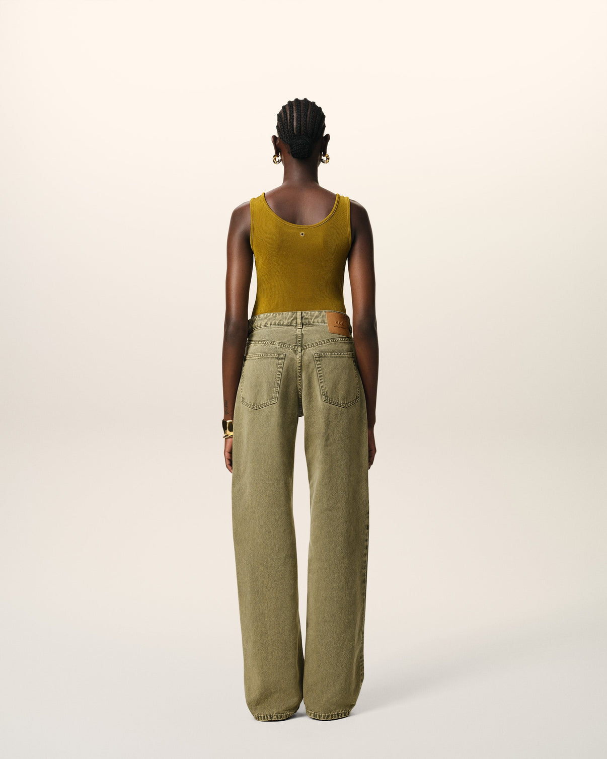 Green Cotton Large Fit Jeans